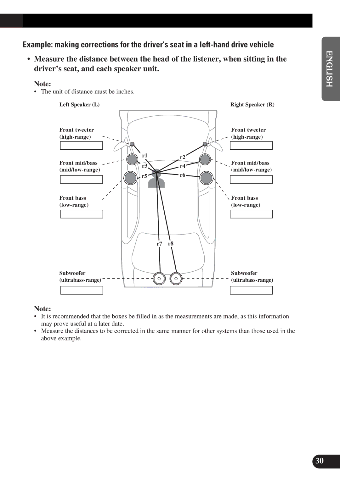 Pioneer DEQ-P9 owner manual Unit of distance must be inches 