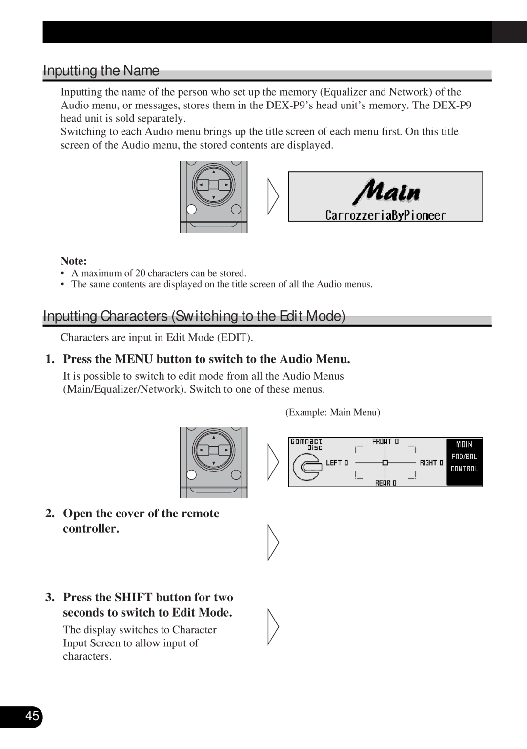 Pioneer DEQ-P9 owner manual Display for the Person who Set Up the Audio Adjustments, Inputting the Name 