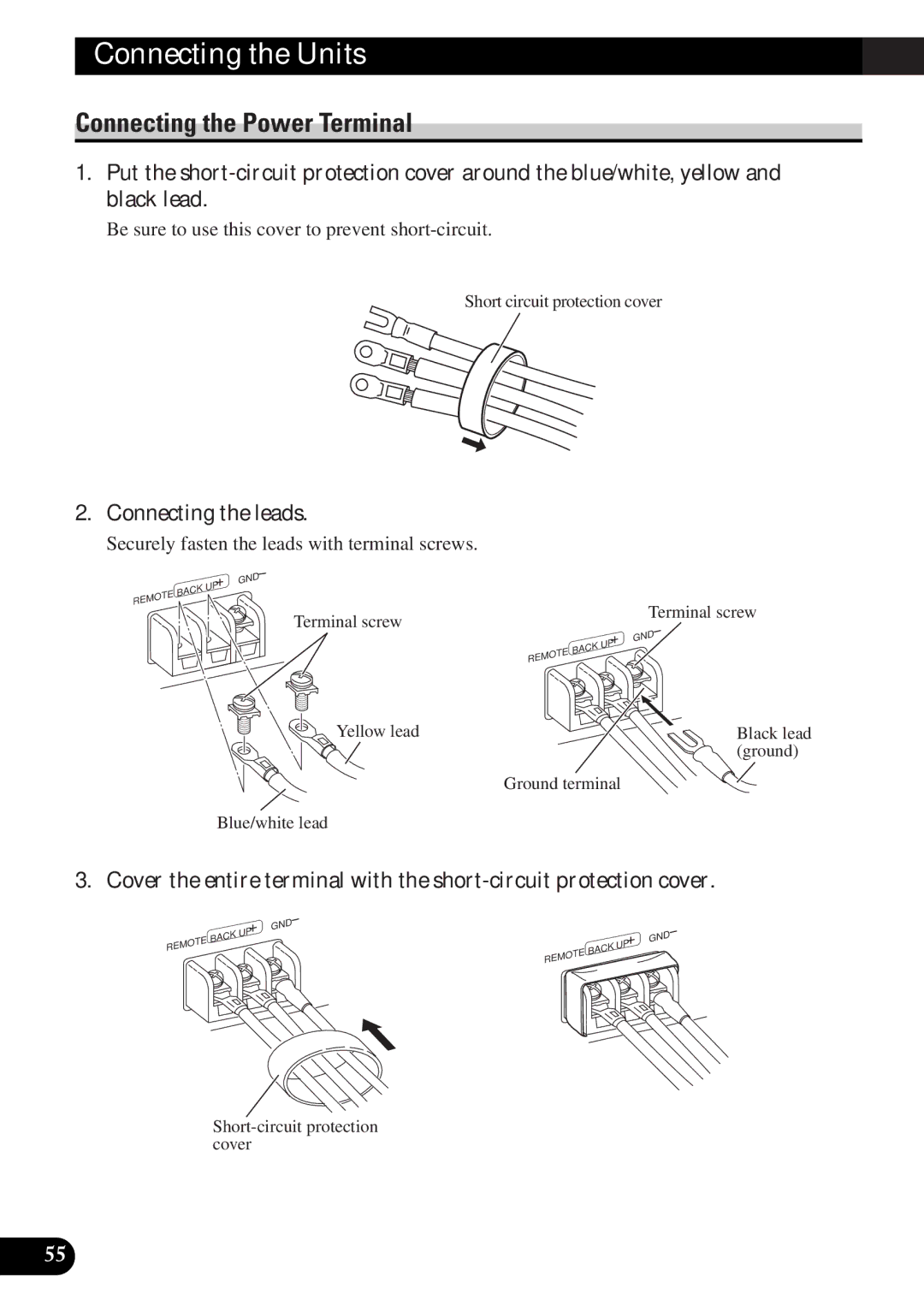 Pioneer DEQ-P9 owner manual Connecting the Power Terminal, Connecting the leads 