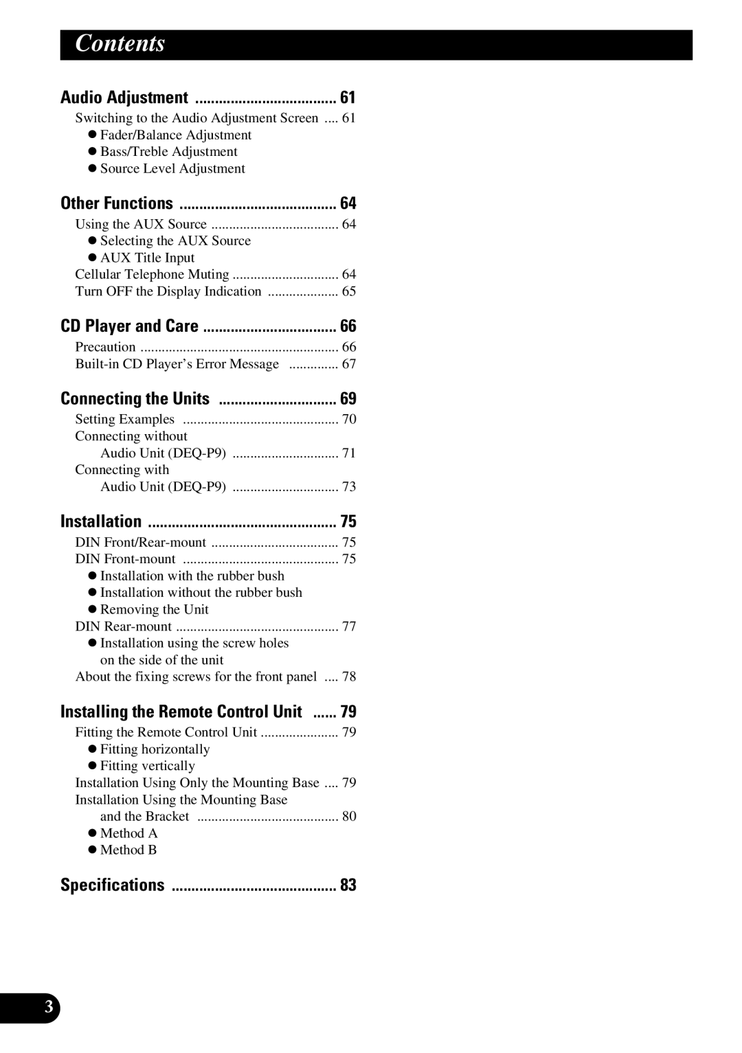 Pioneer DEX-P9 owner manual Connecting the Units 