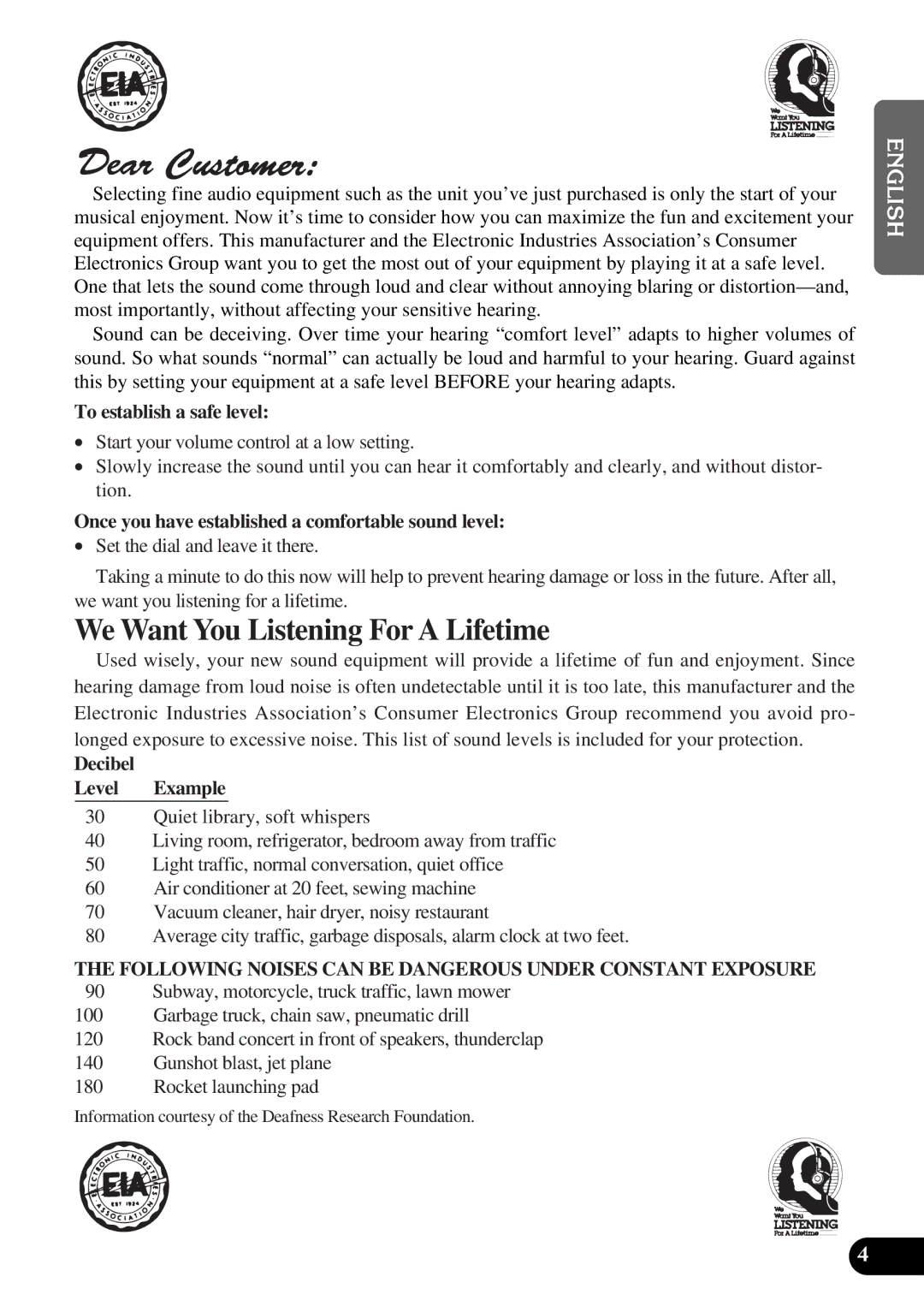 Pioneer DEX-P9 owner manual We Want You Listening For a Lifetime 