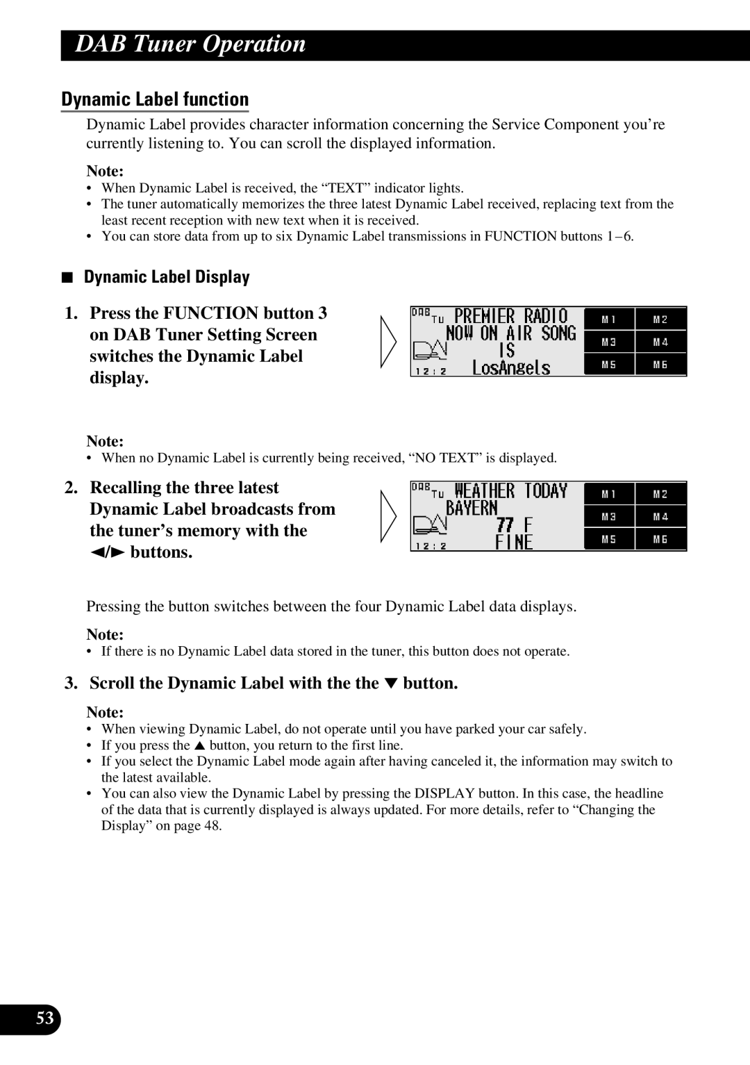 Pioneer DEX-P9 owner manual Dynamic Label function, Dynamic Label Display, Scroll the Dynamic Label with the the ∞ button 