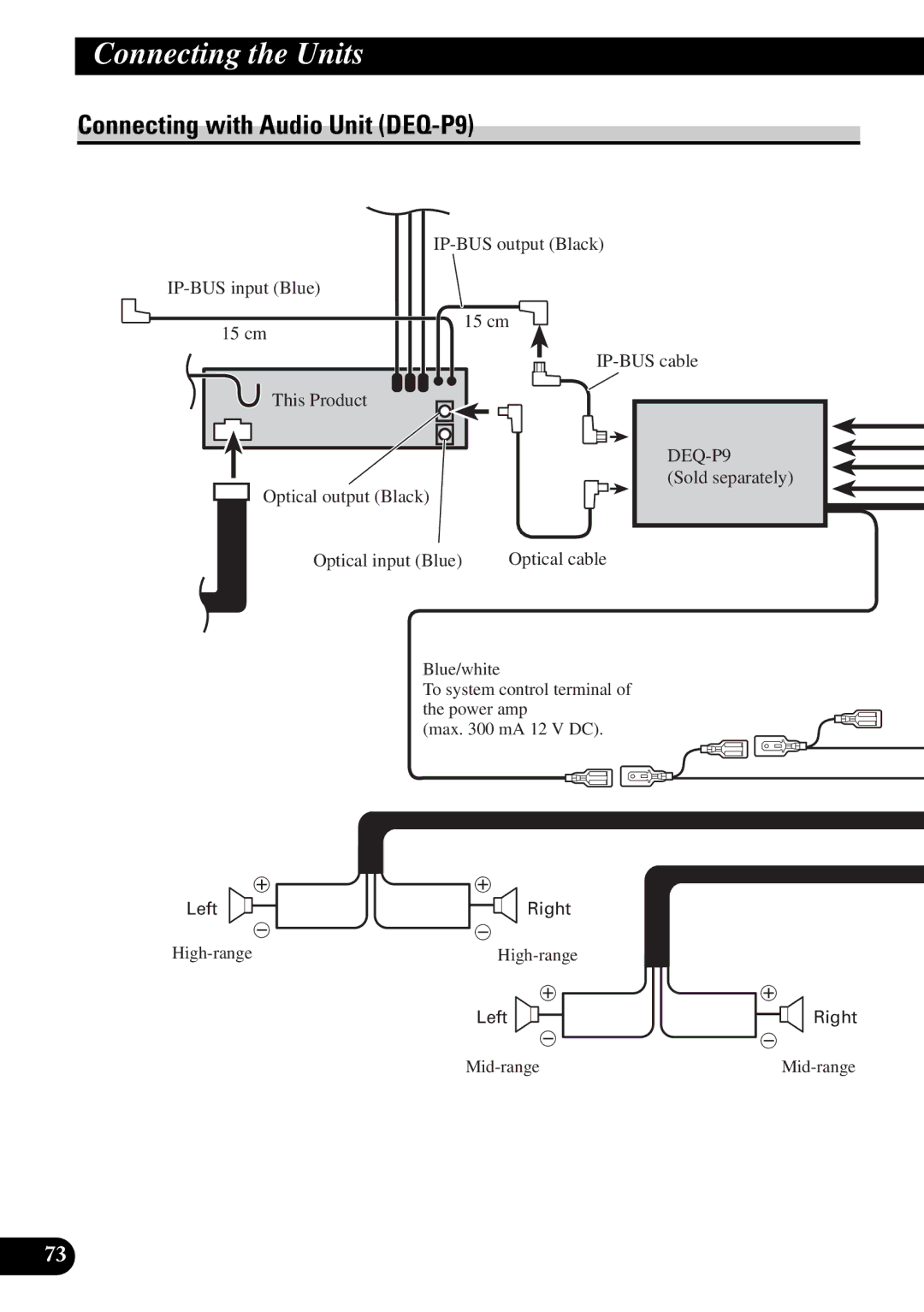 Pioneer DEX-P9 owner manual Connecting with Audio Unit DEQ-P9 