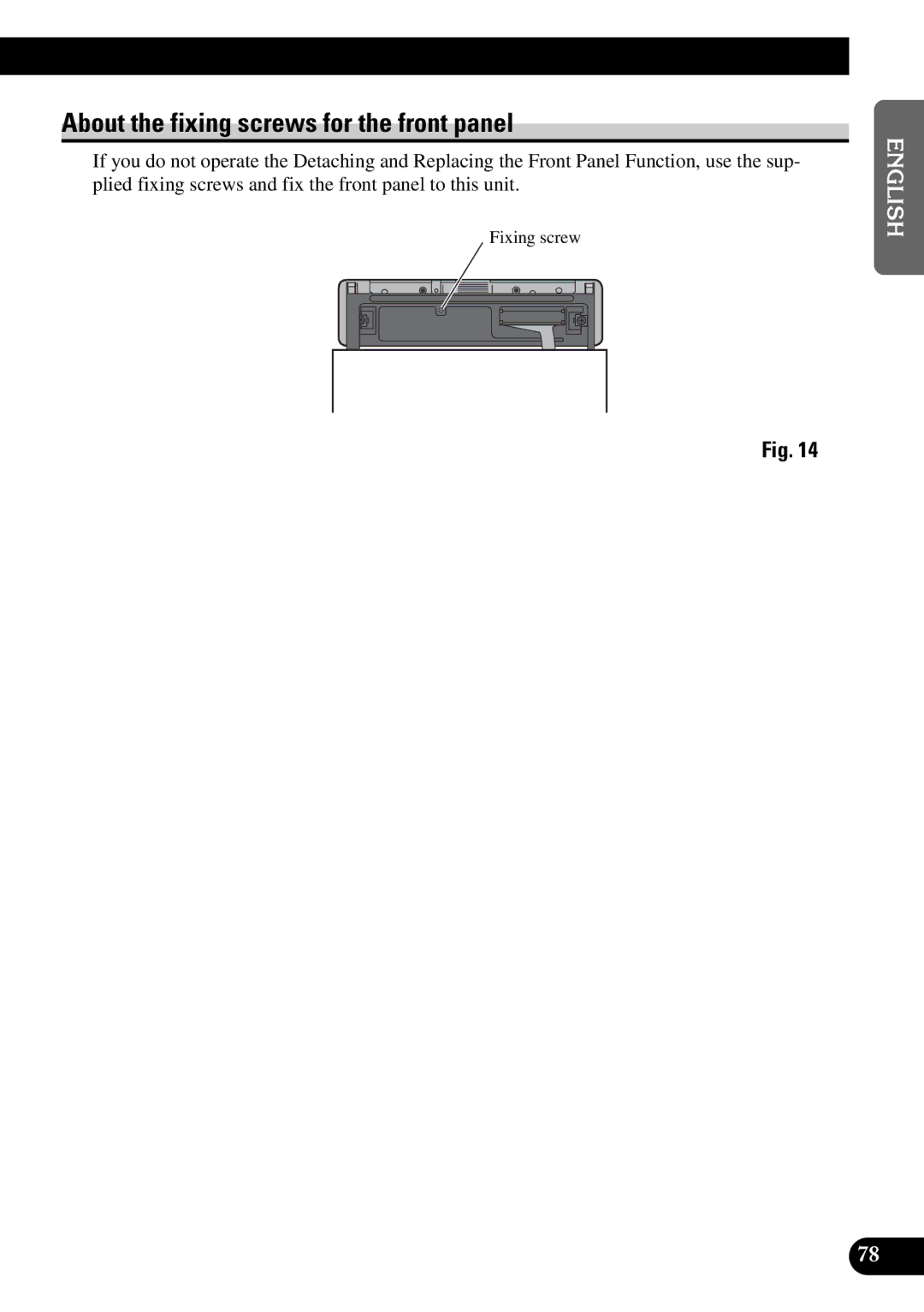 Pioneer DEX-P9 owner manual About the fixing screws for the front panel 