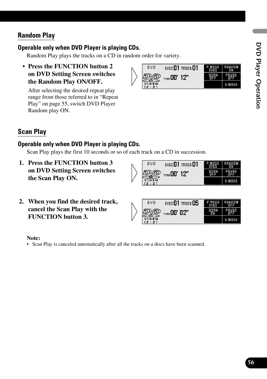 Pioneer DEX-P90RS owner manual Random Play, Operable only when DVD Player is playing CDs 