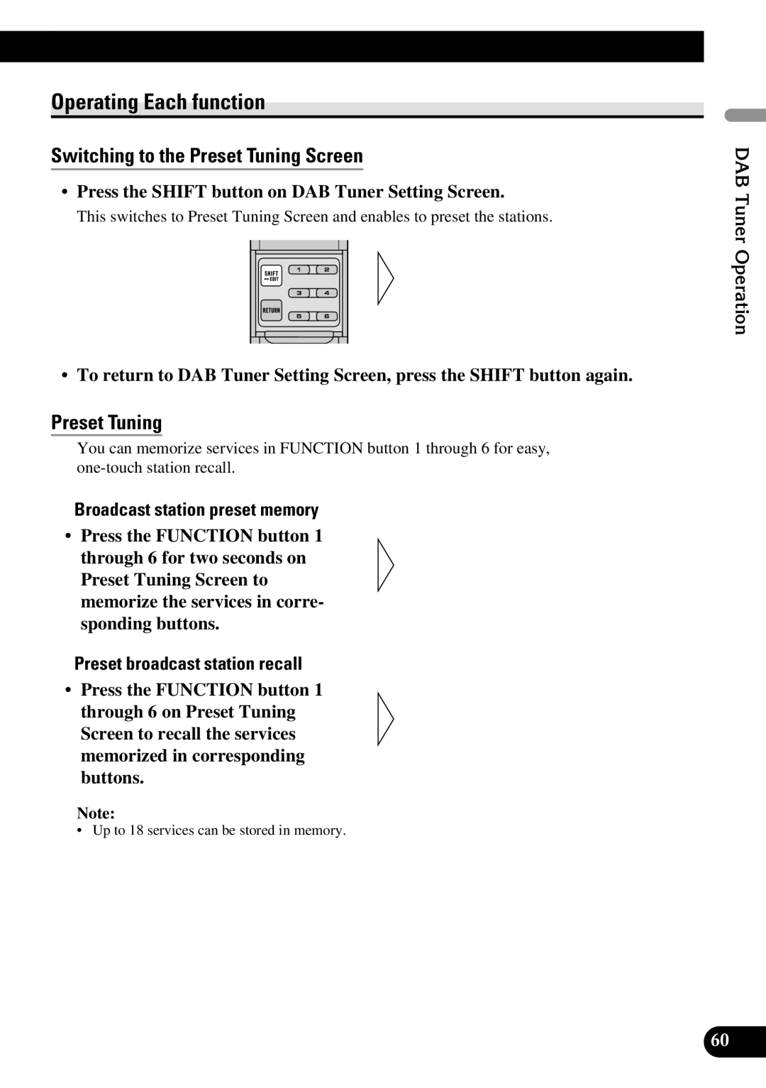 Pioneer DEX-P90RS owner manual Press the Shift button on DAB Tuner Setting Screen, DAB Tuner Operation 