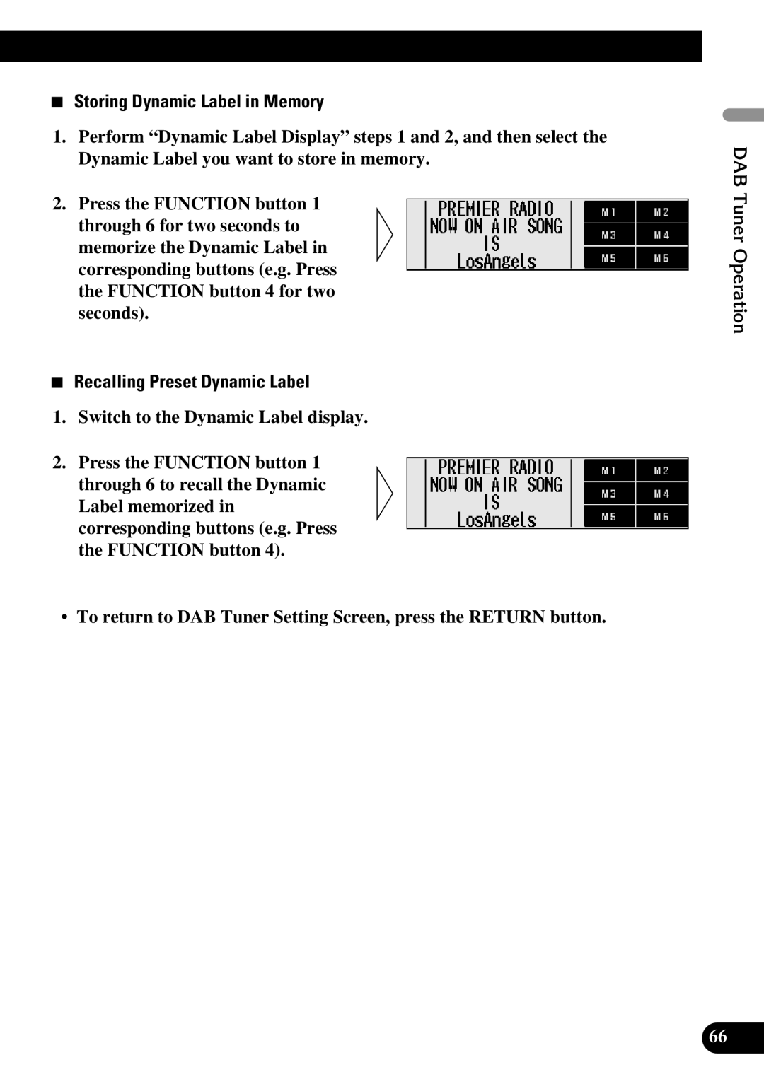 Pioneer DEX-P90RS owner manual Storing Dynamic Label in Memory, Recalling Preset Dynamic Label 