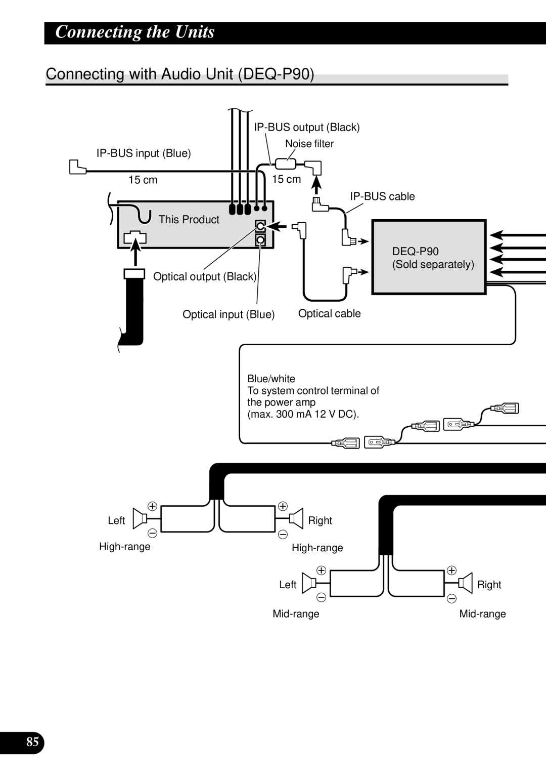 Pioneer DEX-P90RS owner manual Connecting with Audio Unit DEQ-P90 