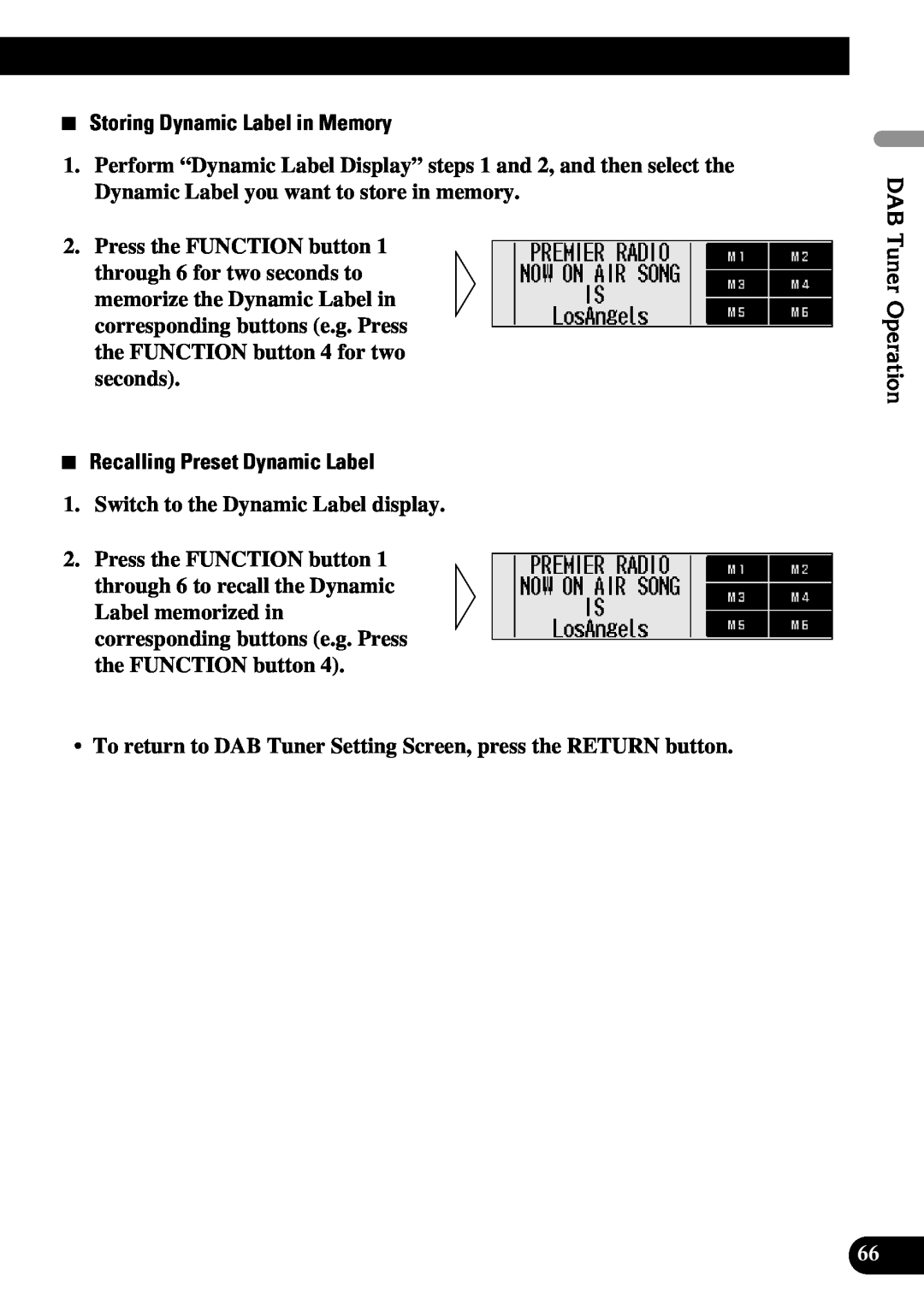 Pioneer DEX-P90RS owner manual 7Storing Dynamic Label in Memory, 7Recalling Preset Dynamic Label 