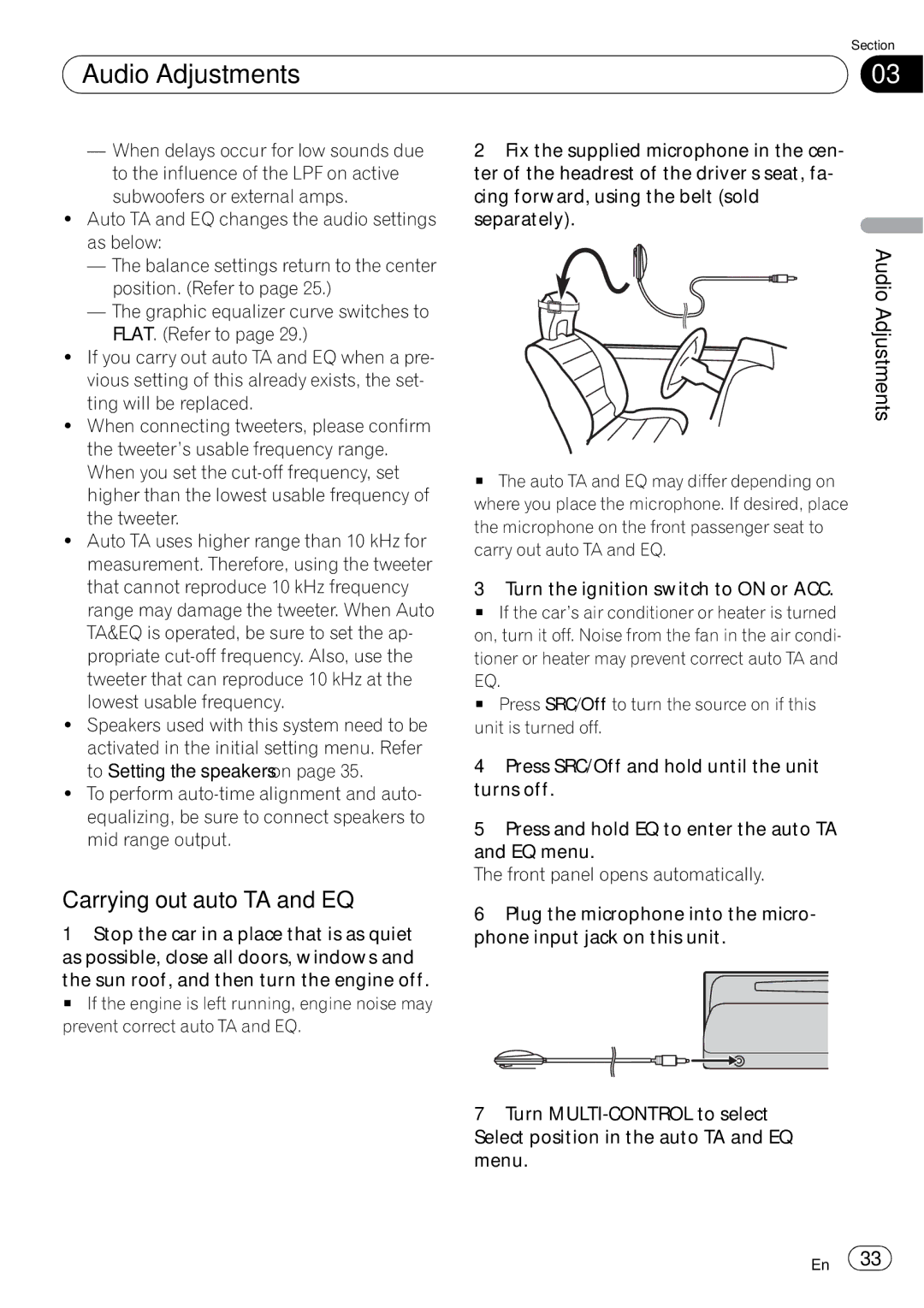 Pioneer DEX-P99RS operation manual Carrying out auto TA and EQ 