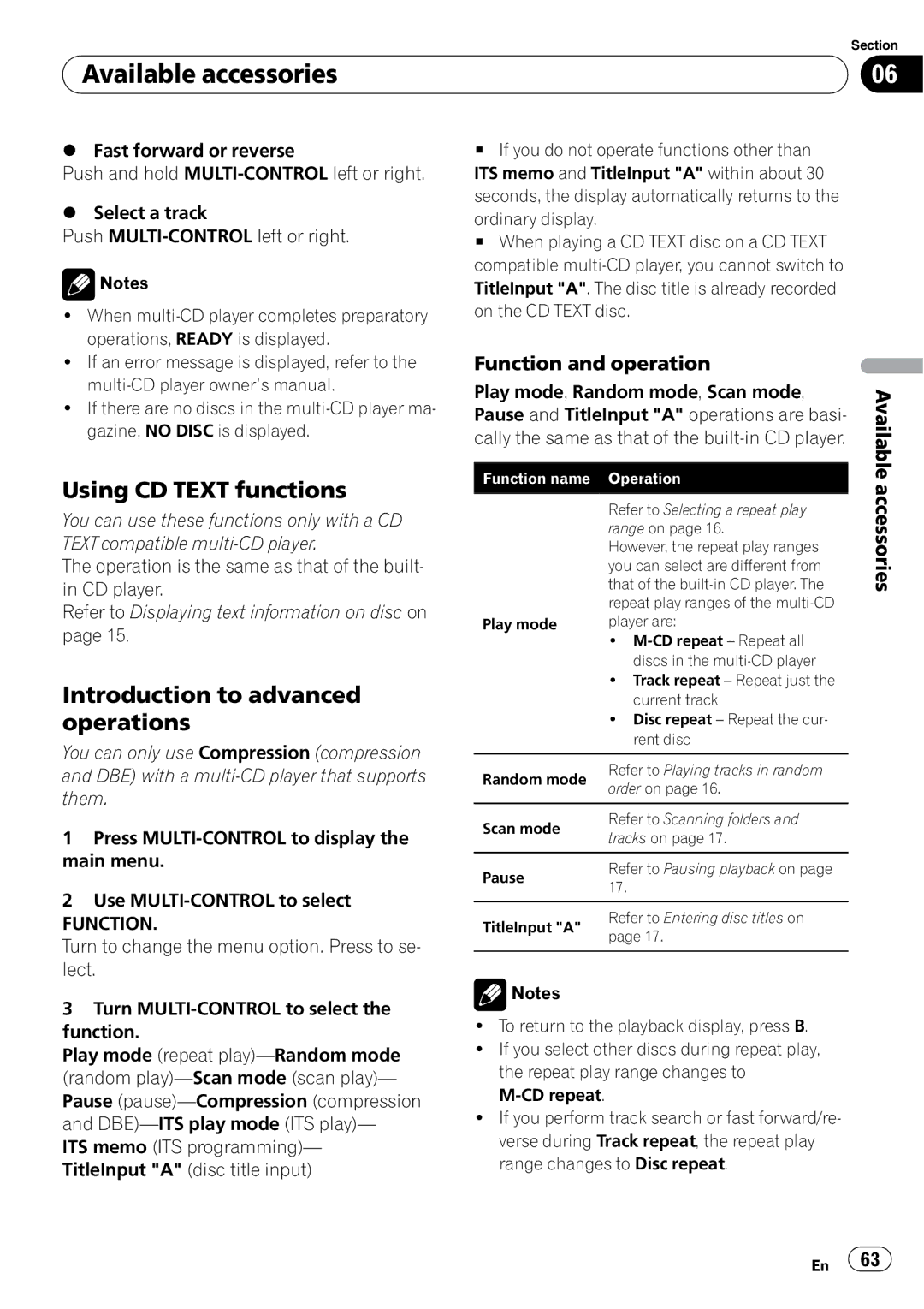 Pioneer DEX-P99RS operation manual Using CD Text functions 