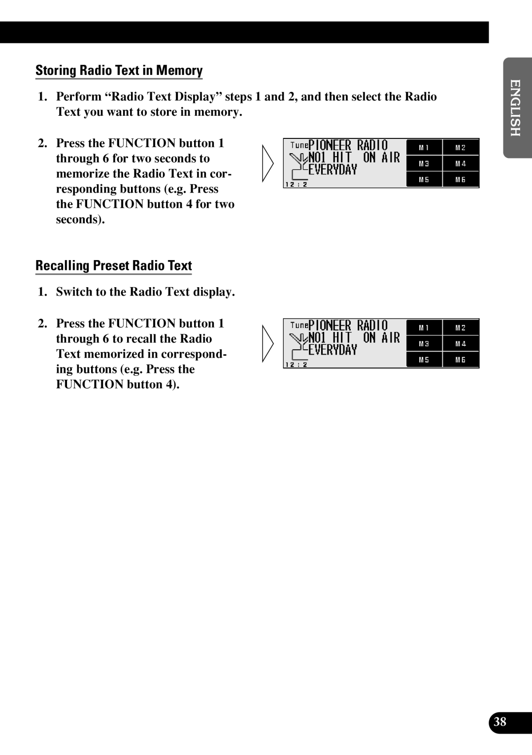 Pioneer DEX-P9R owner manual Storing Radio Text in Memory, Recalling Preset Radio Text 