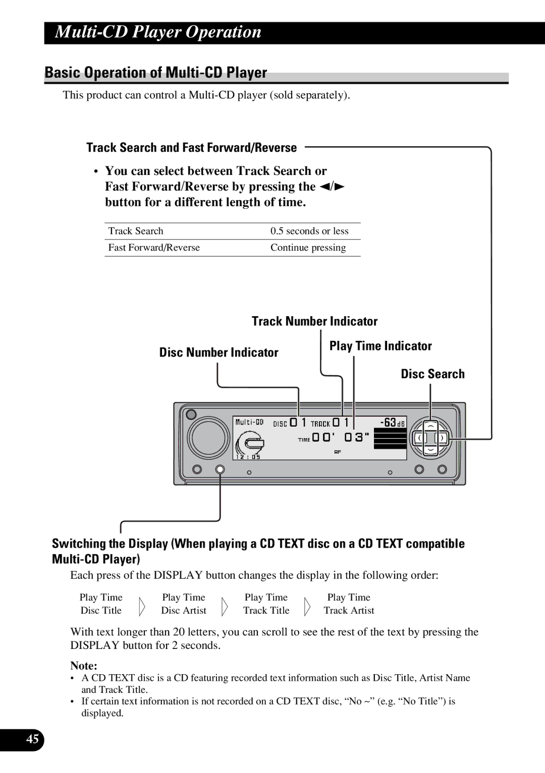 Pioneer DEX-P9R owner manual Multi-CD Player Operation, Basic Operation of Multi-CD Player 