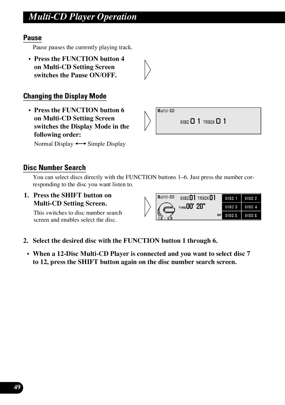 Pioneer DEX-P9R owner manual Disc Number Search, Press the Shift button on Multi-CD Setting Screen 