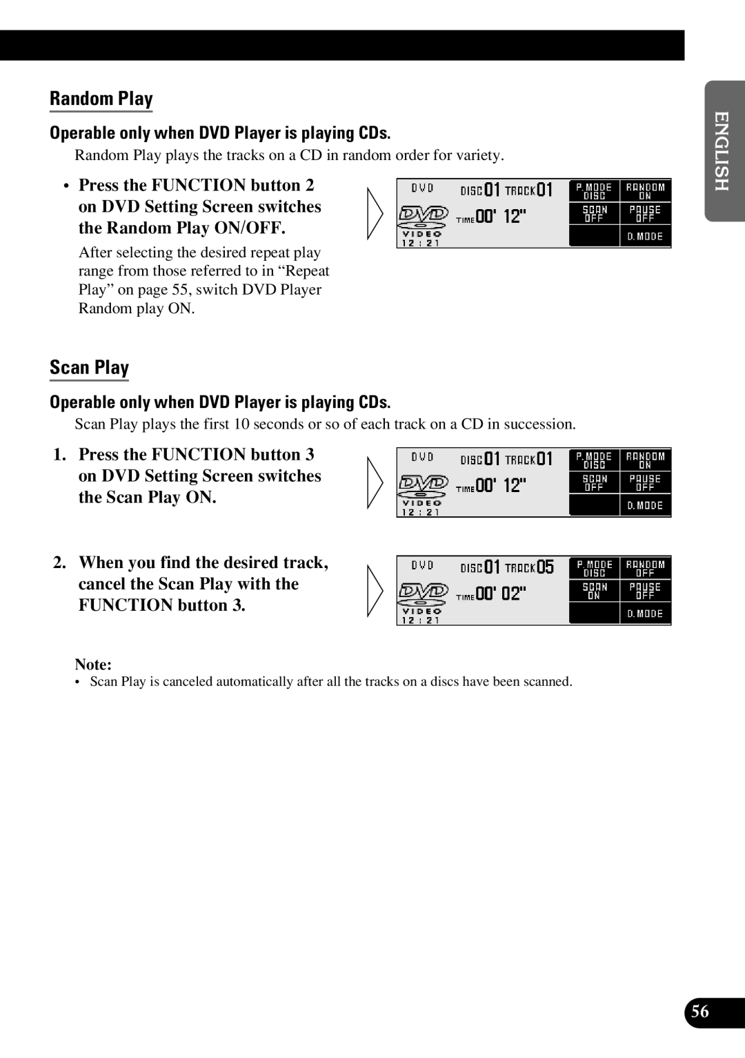 Pioneer DEX-P9R owner manual Random Play, Operable only when DVD Player is playing CDs 