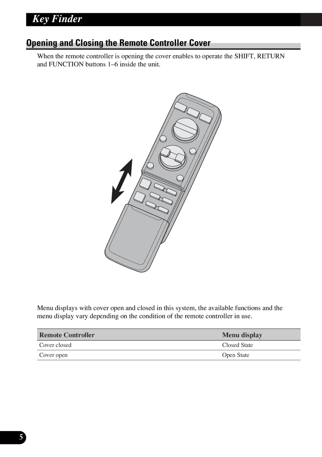 Pioneer DEX-P9R owner manual Opening and Closing the Remote Controller Cover 