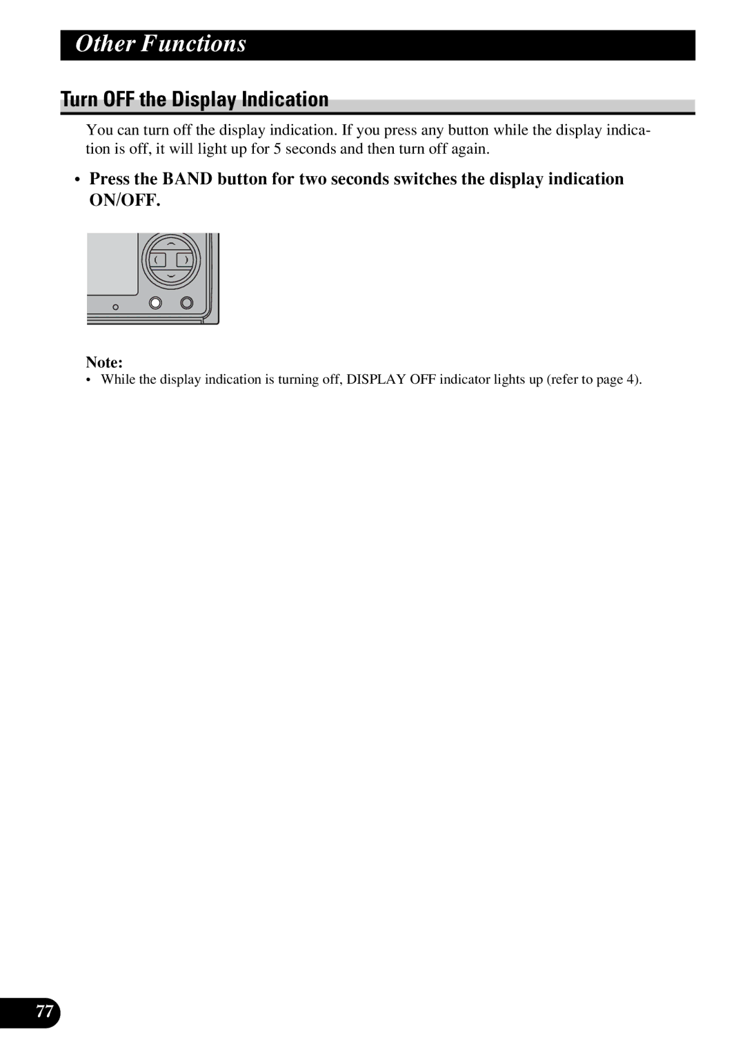 Pioneer DEX-P9R owner manual Turn OFF the Display Indication 
