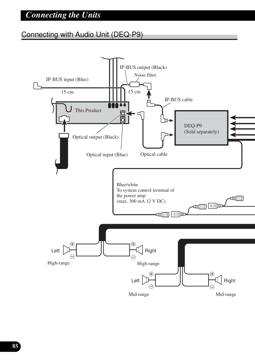 Pioneer DEX-P9R owner manual Connecting with Audio Unit DEQ-P9 