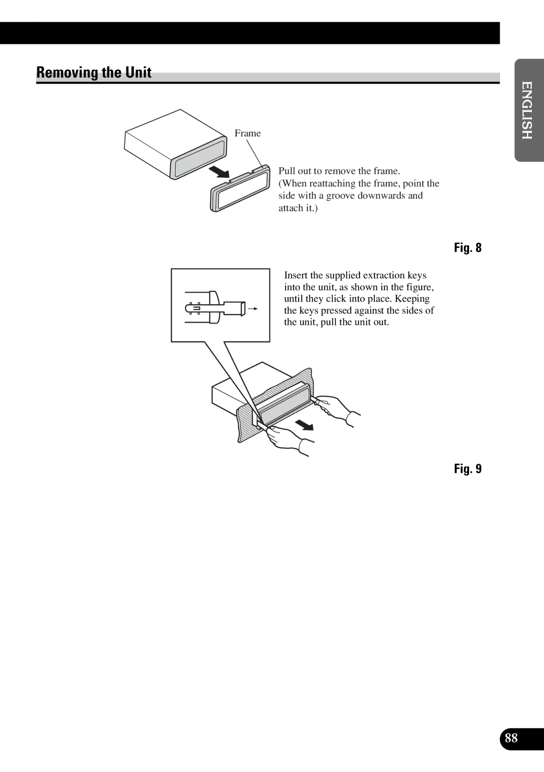 Pioneer DEX-P9R owner manual Removing the Unit 