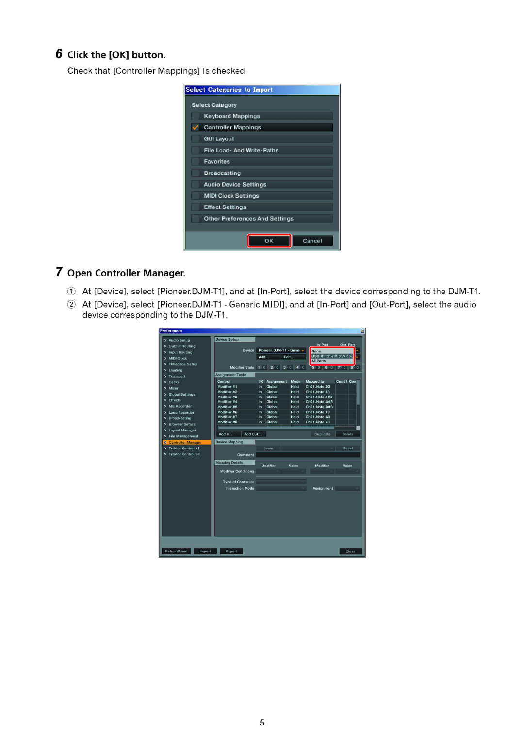 Pioneer DJ Mixer manual Click the OK button, Open Controller Manager 