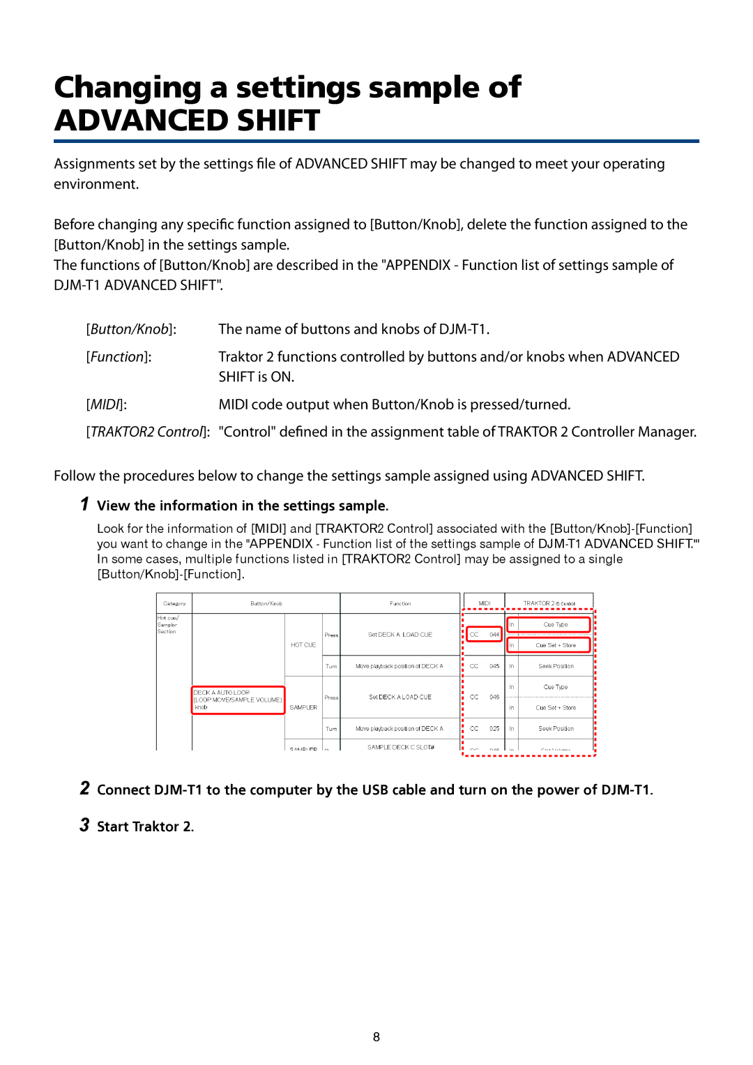 Pioneer DJ Mixer manual Changing a settings sample, View the information in the settings sample 