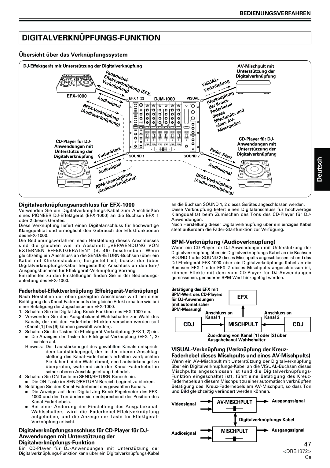 Pioneer DJM-1000 operating instructions Digitalverknüpfungs-Funktion, Cdj 