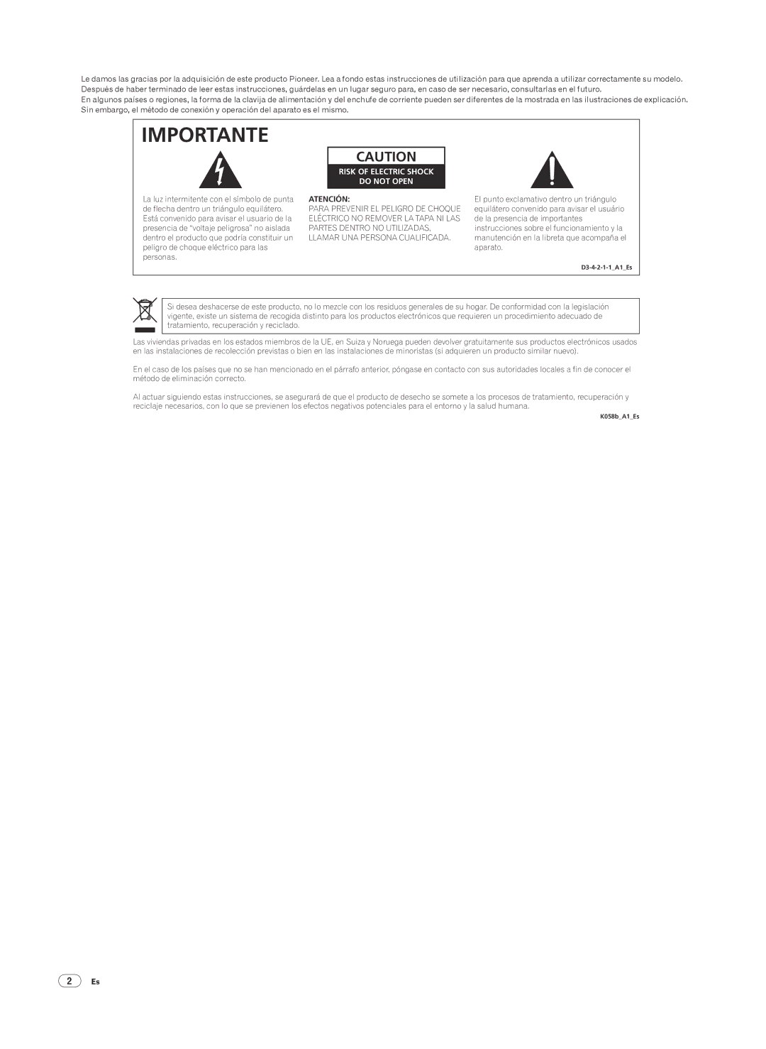 Pioneer DJM-2000 operating instructions Atención 