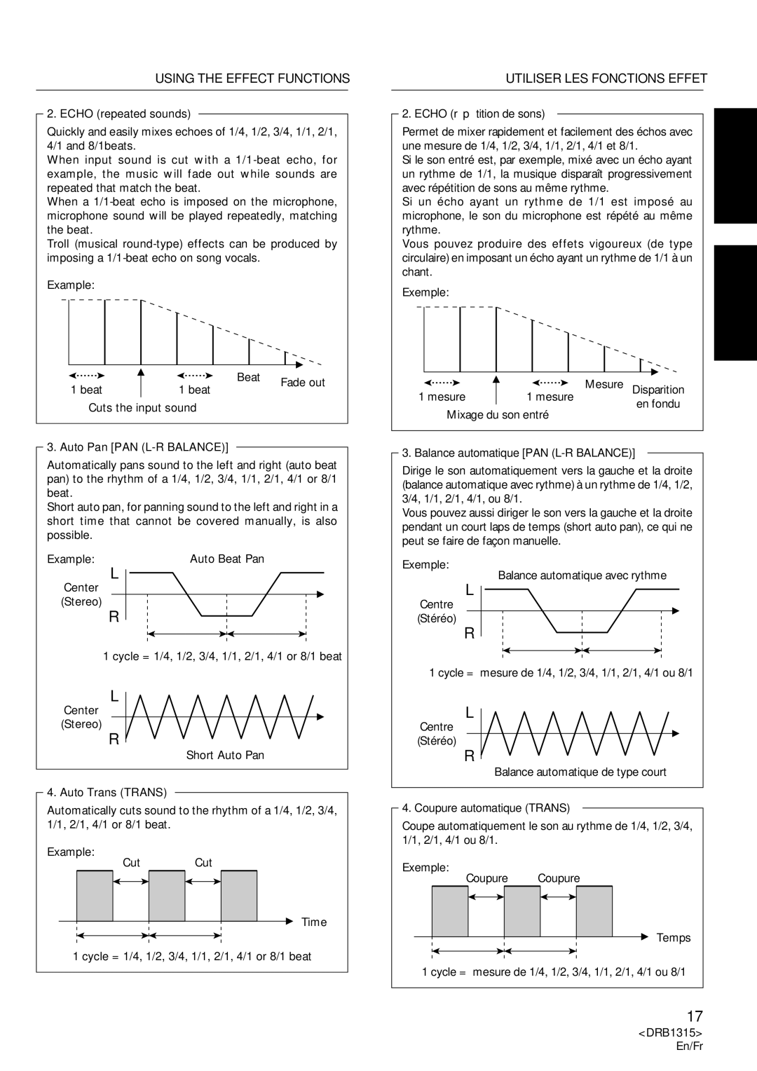 Pioneer DJM-3000 operating instructions Utiliser LES Fonctions Effet 