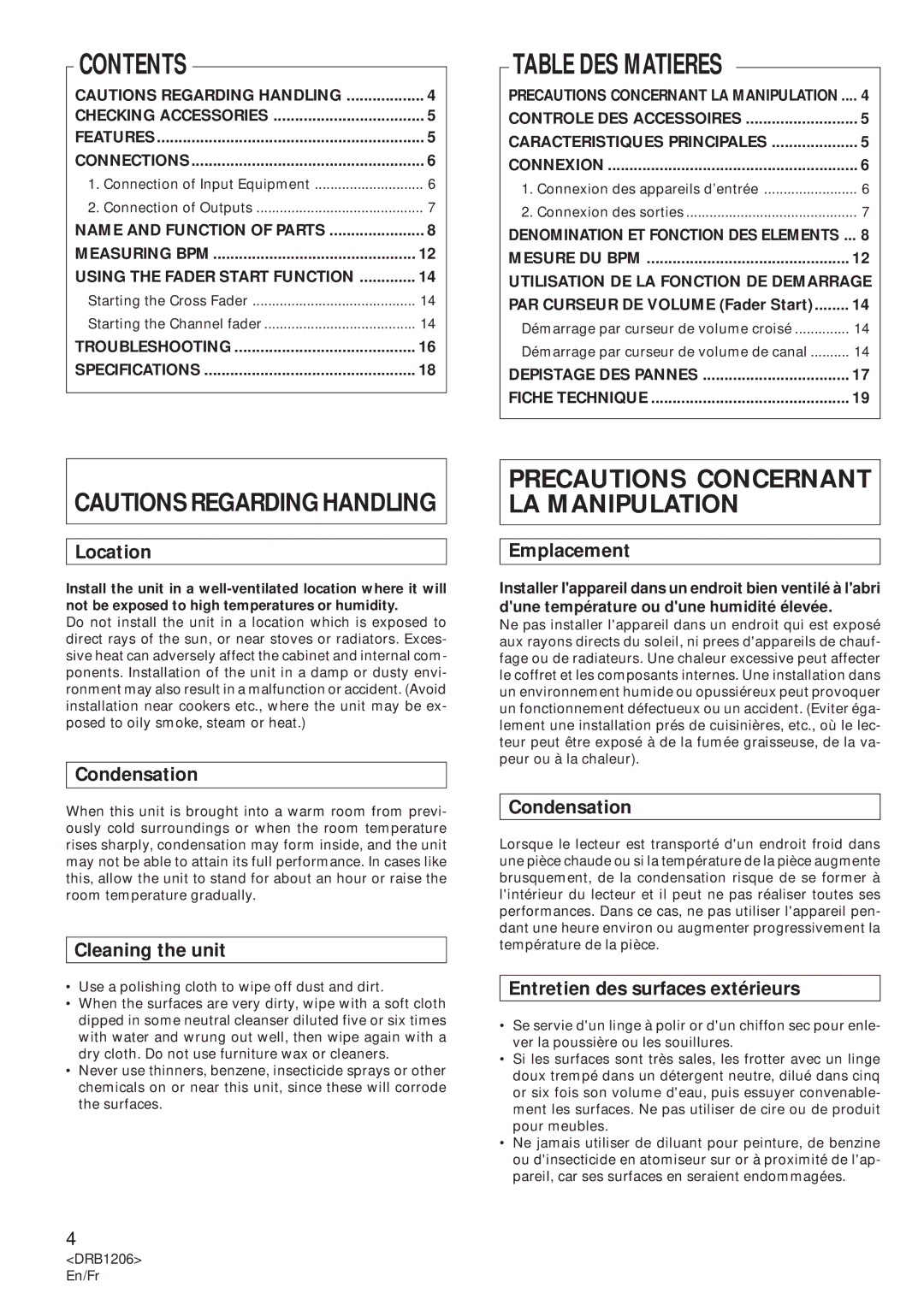 Pioneer DJM-300S operating instructions Contents 