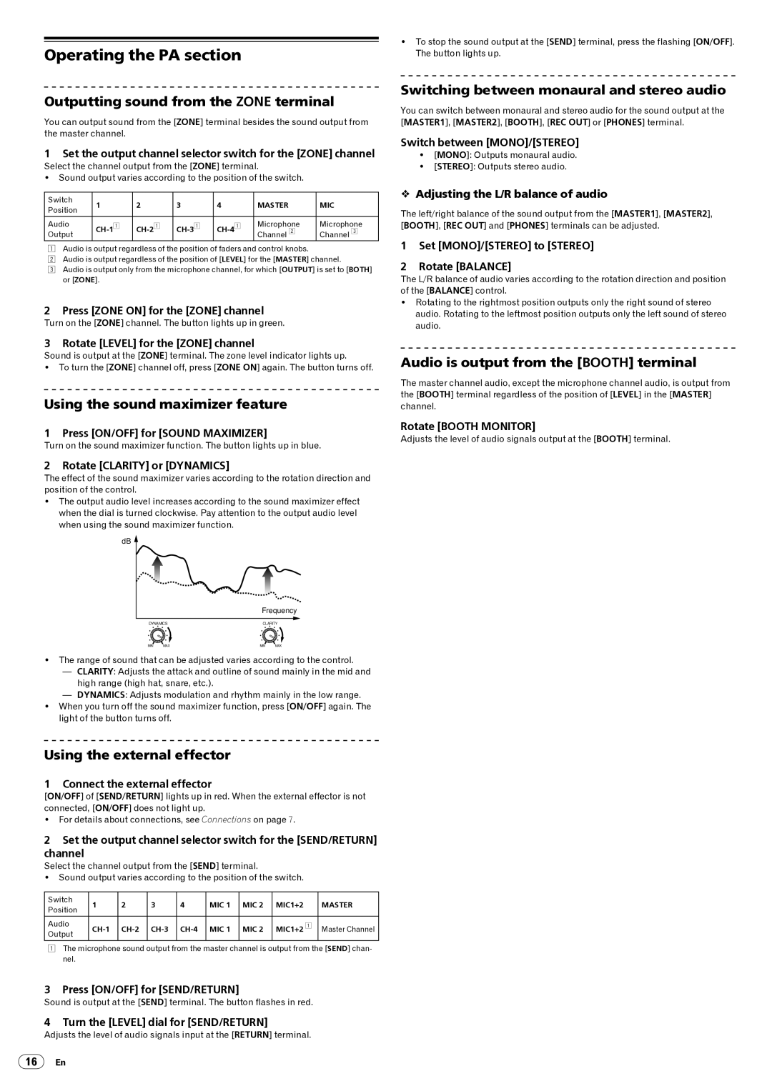 Pioneer DJM-5000 operating instructions Operating the PA section 