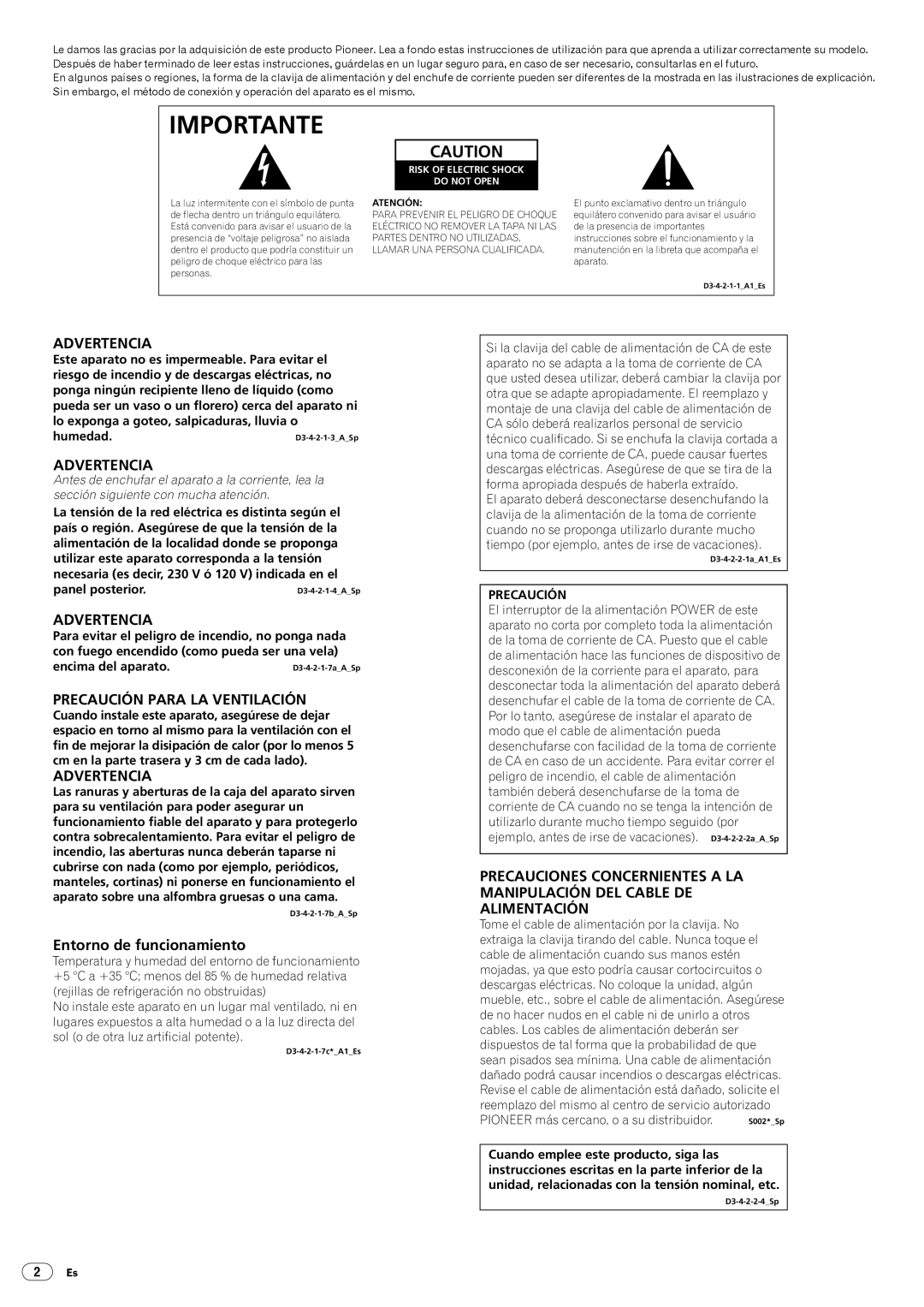 Pioneer DJM-5000 operating instructions Importante 