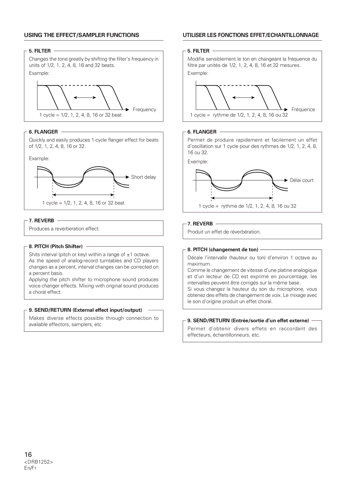 Pioneer DJM-600 operating instructions Filter, Flanger, Reverb 