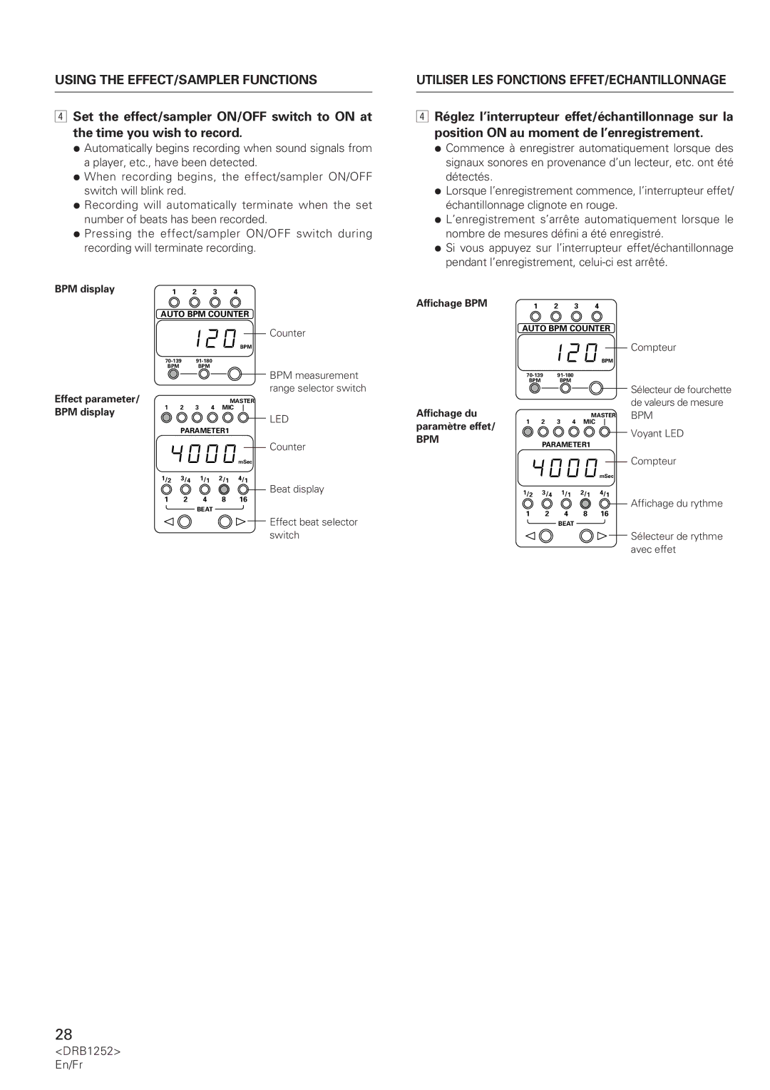 Pioneer DJM-600 operating instructions Affichage du rythme 