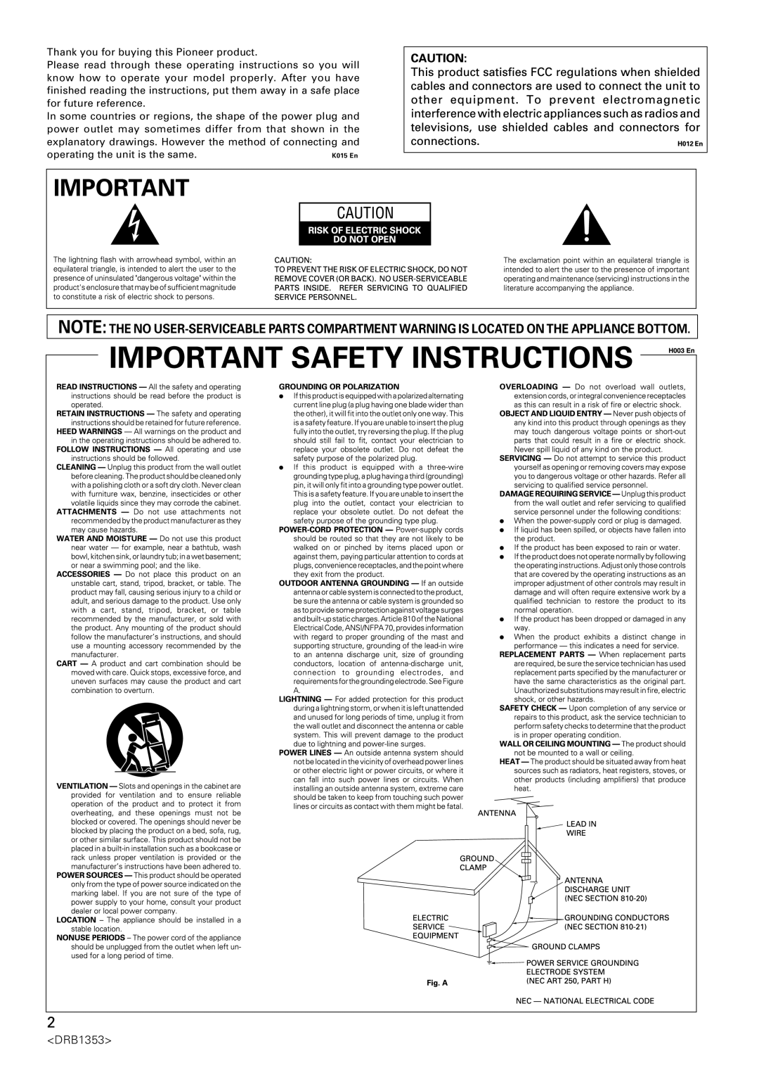 Pioneer DJM-707 operating instructions DRB1353 