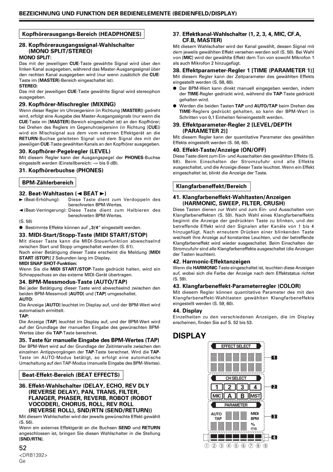 Pioneer DJM-800 operating instructions Display 