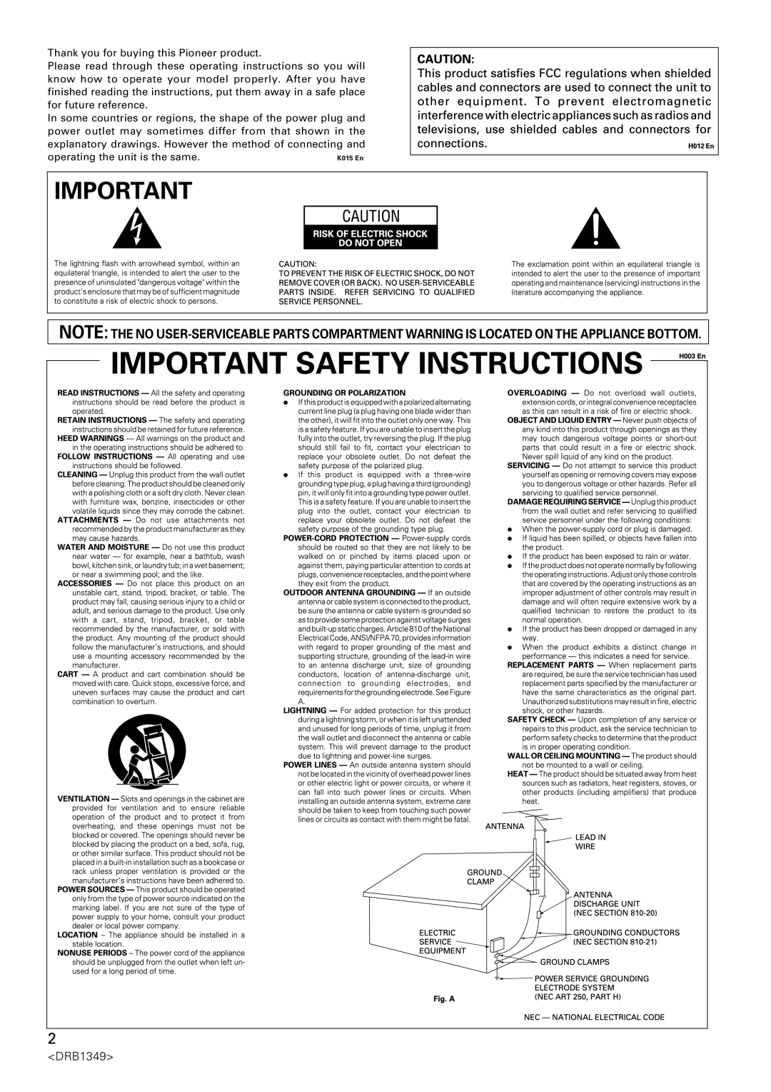 Pioneer DJm-909 operating instructions DRB1349 