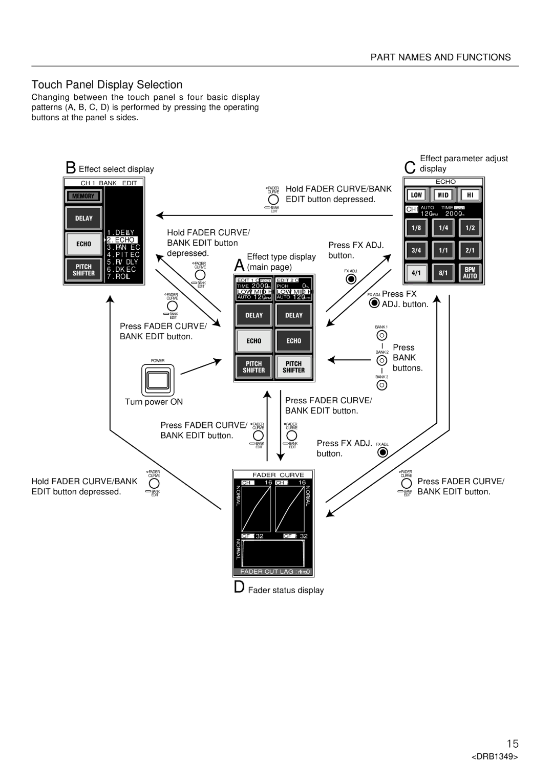 Pioneer DJm-909 operating instructions Touch Panel Display Selection, Bank 