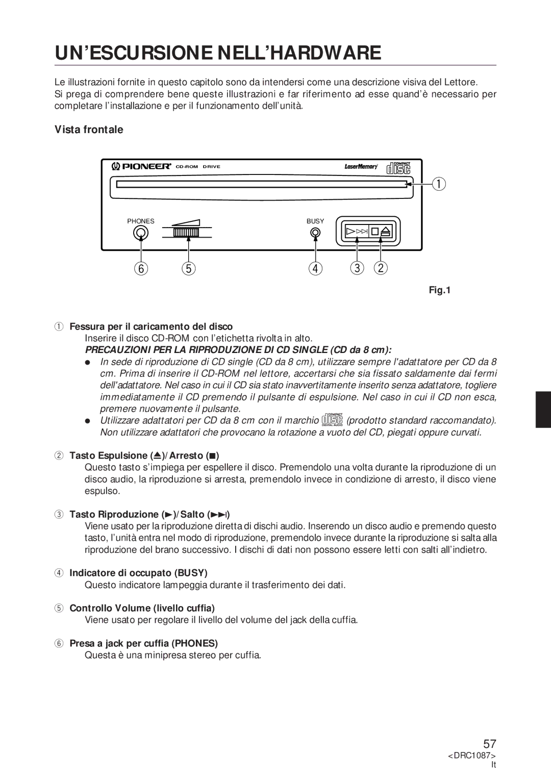 Pioneer DR-U16S user service Un’Escursione Nell’Hardware, Vista frontale 