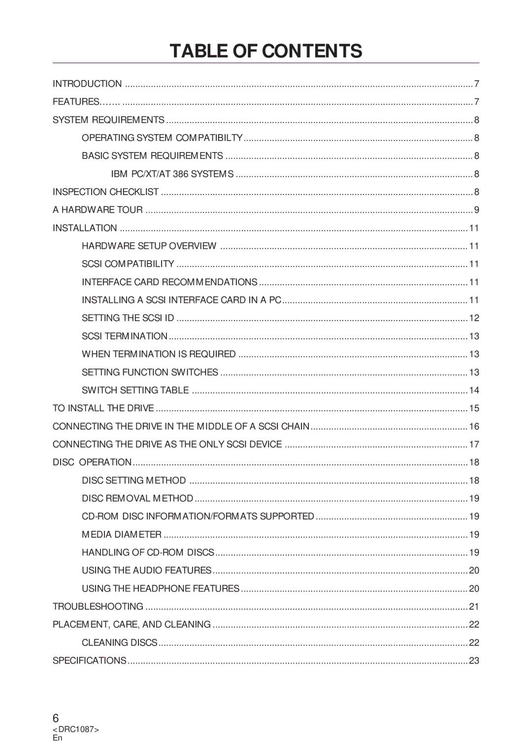 Pioneer DR-U16S user service Table of Contents 