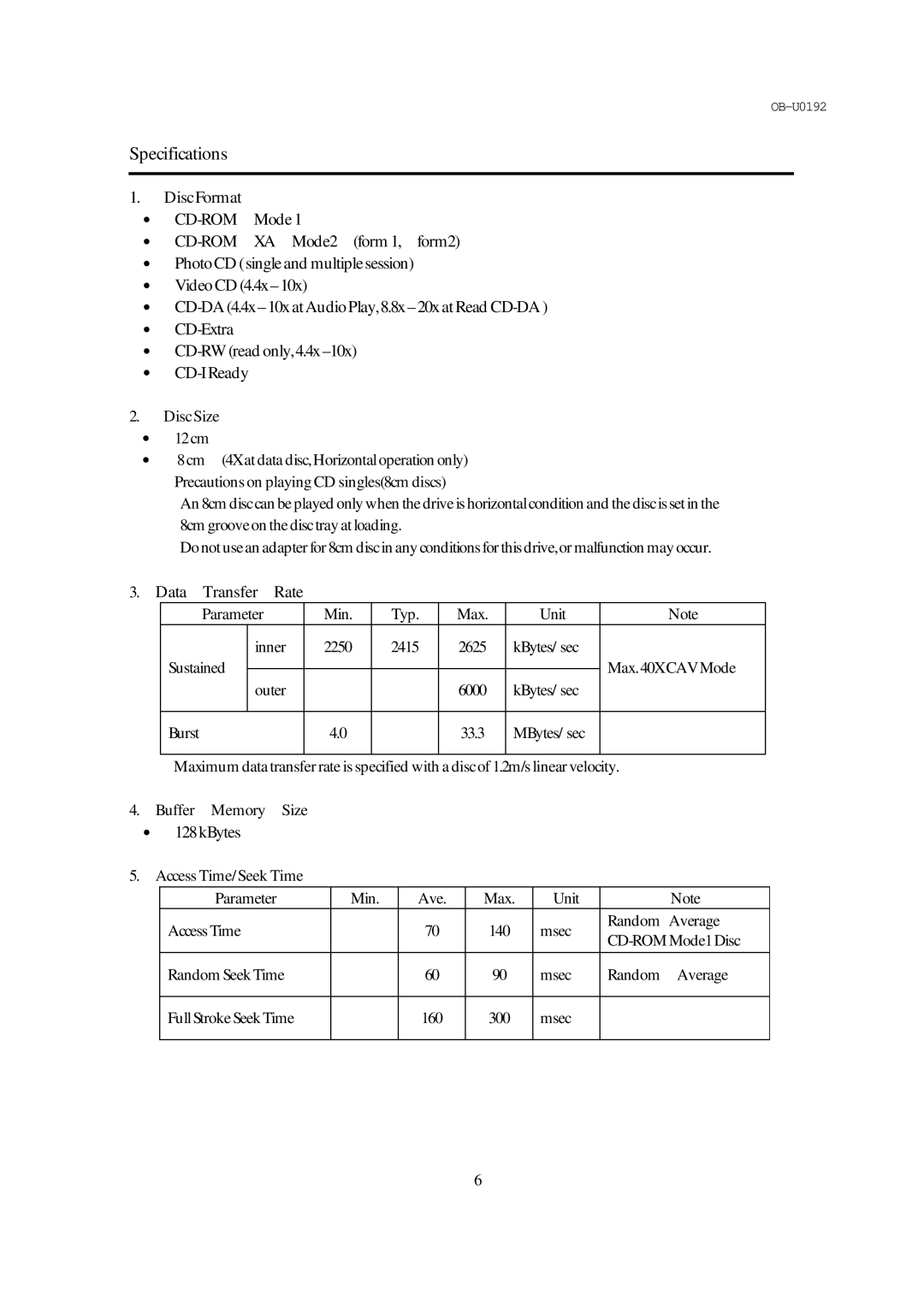 Pioneer DR914, DR-944 operating instructions Specifications 