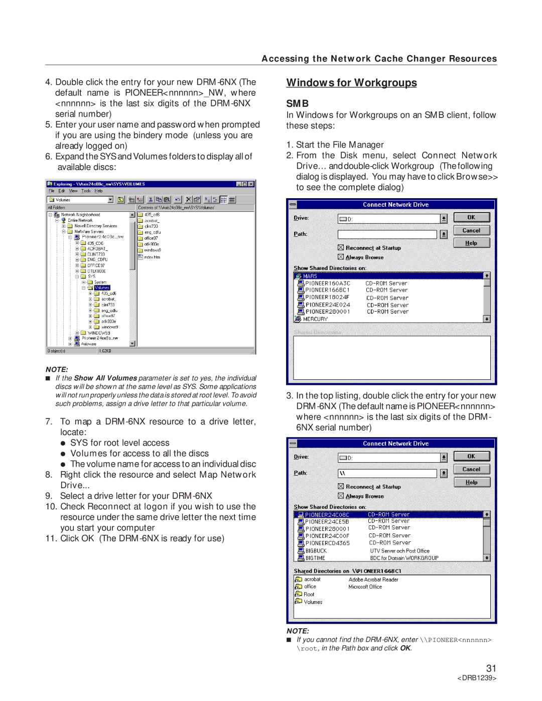 Pioneer DRM-6NX manual Windows for Workgroups 