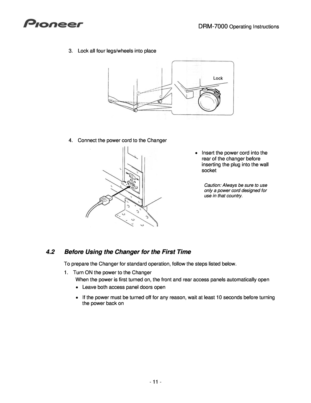 Pioneer DRM-7000 operating instructions 4.2Before Using the Changer for the First Time 