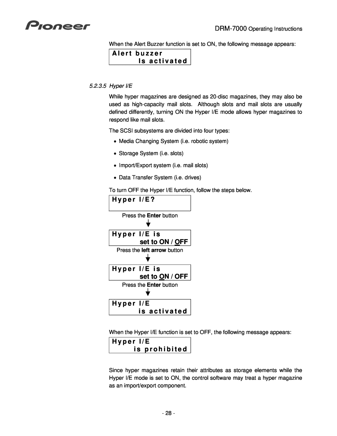 Pioneer DRM-7000 operating instructions A l e r t b u z z e r I s a c t i v a t e d 