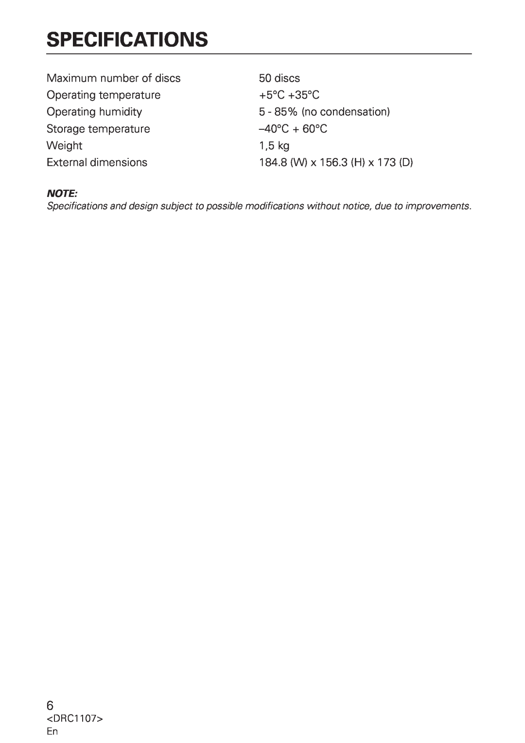 Pioneer DRM-AF751 manual Specifications 