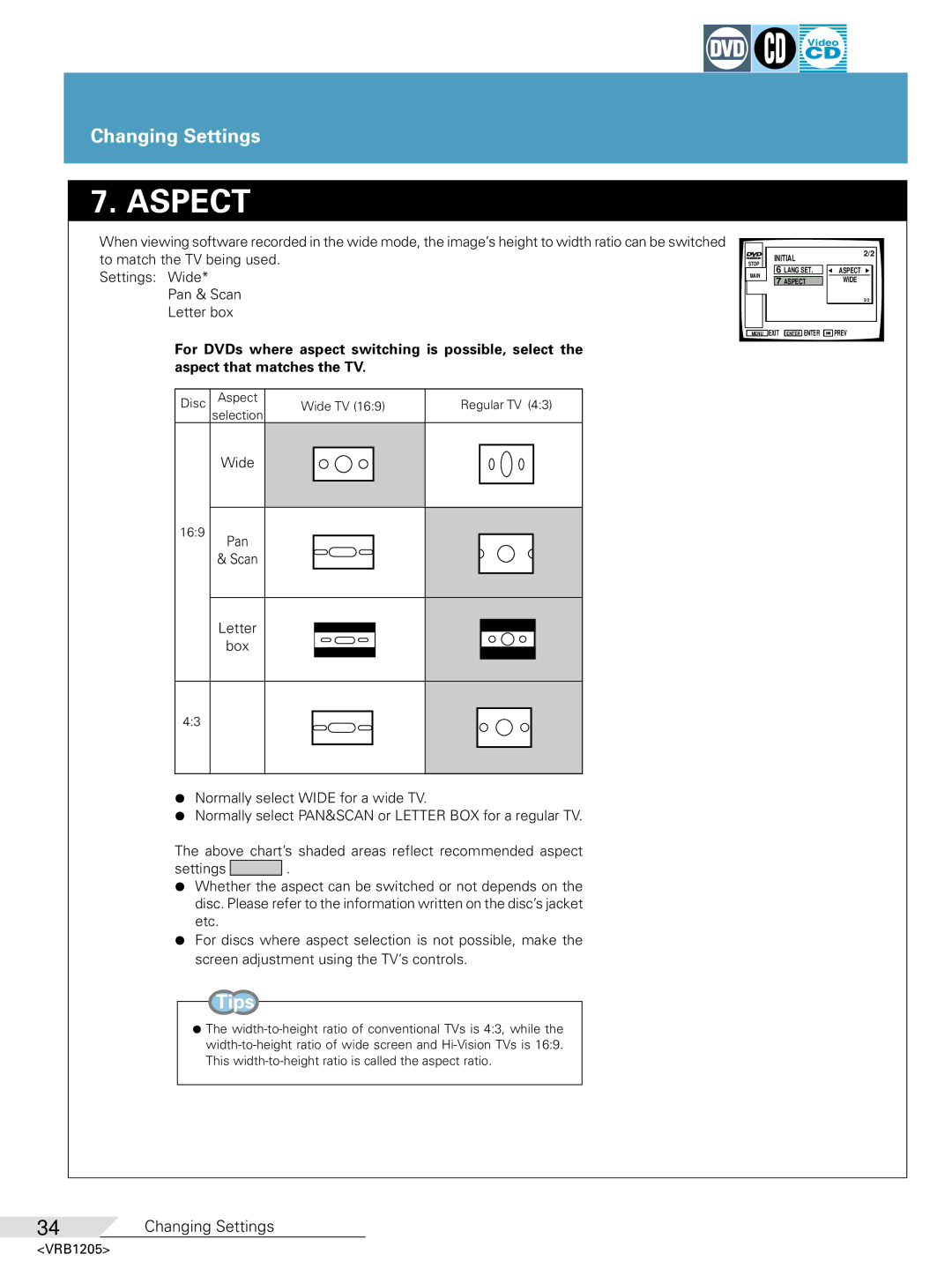 Pioneer DV-05 operating instructions Wide, Pan Scan 