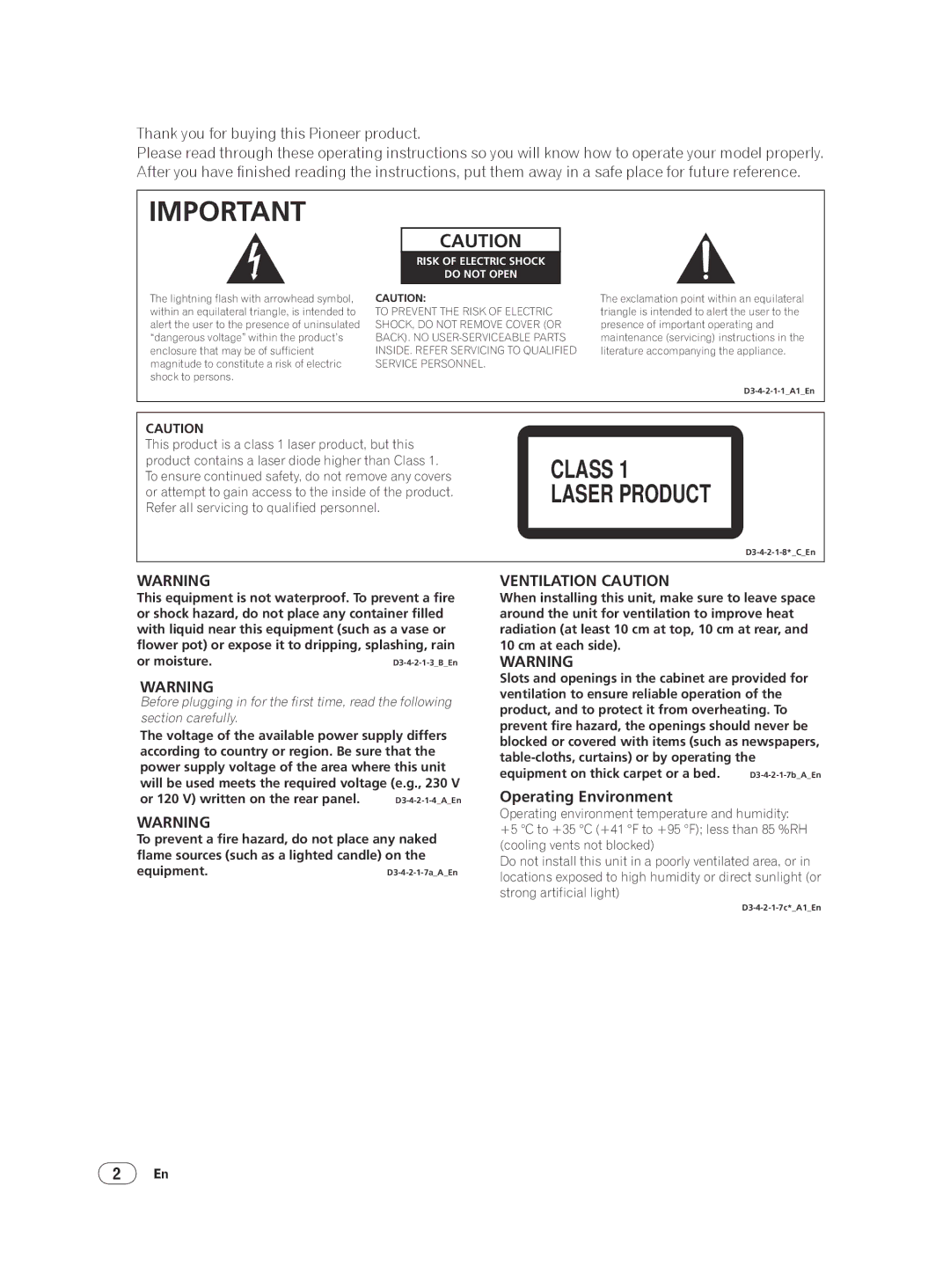 Pioneer DV-220KV-K, DV-120K-K operating instructions Thank you for buying this Pioneer product, Operating Environment 