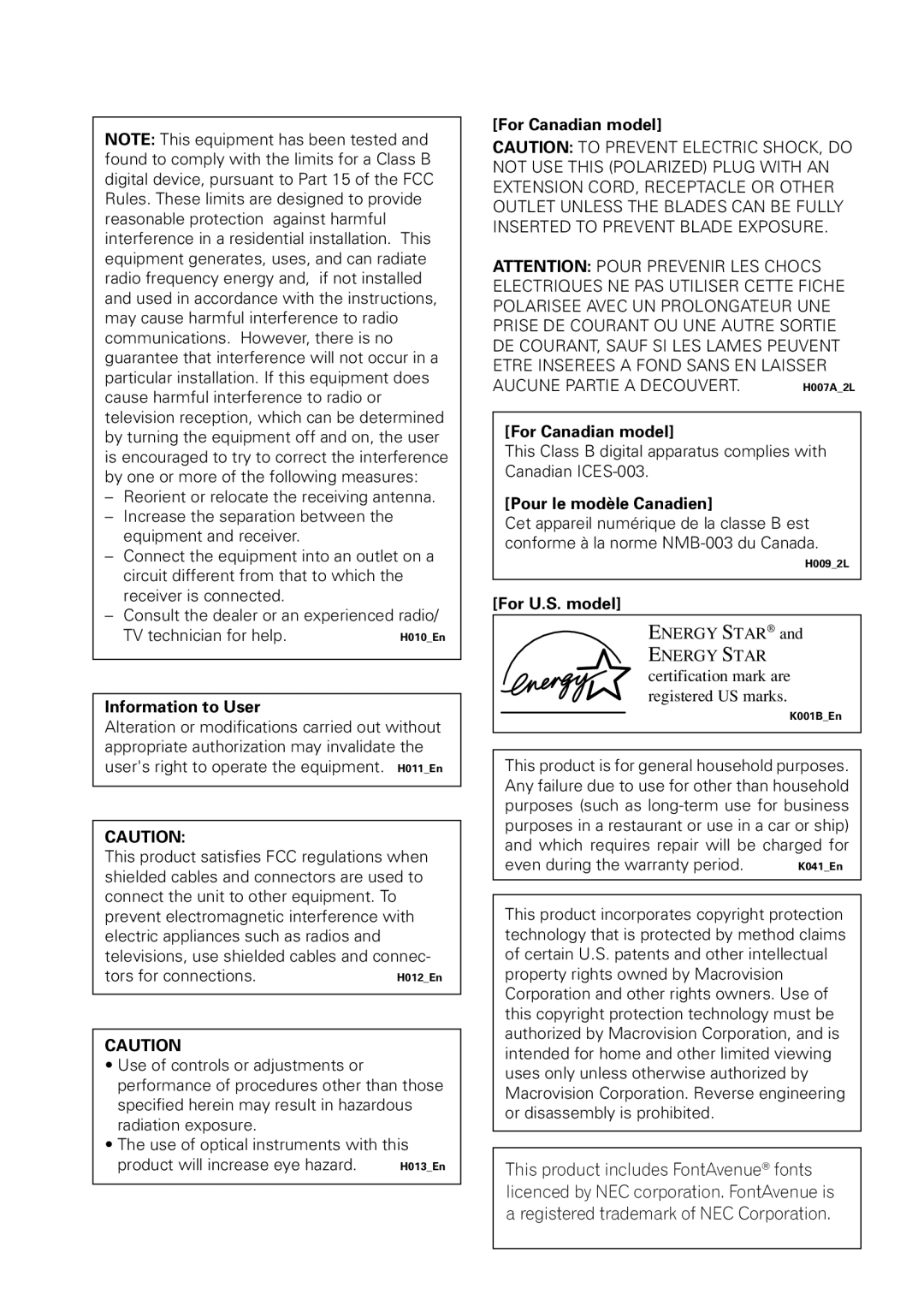 Pioneer DV-463, DV-260, DV-263 operating instructions For Canadian model 