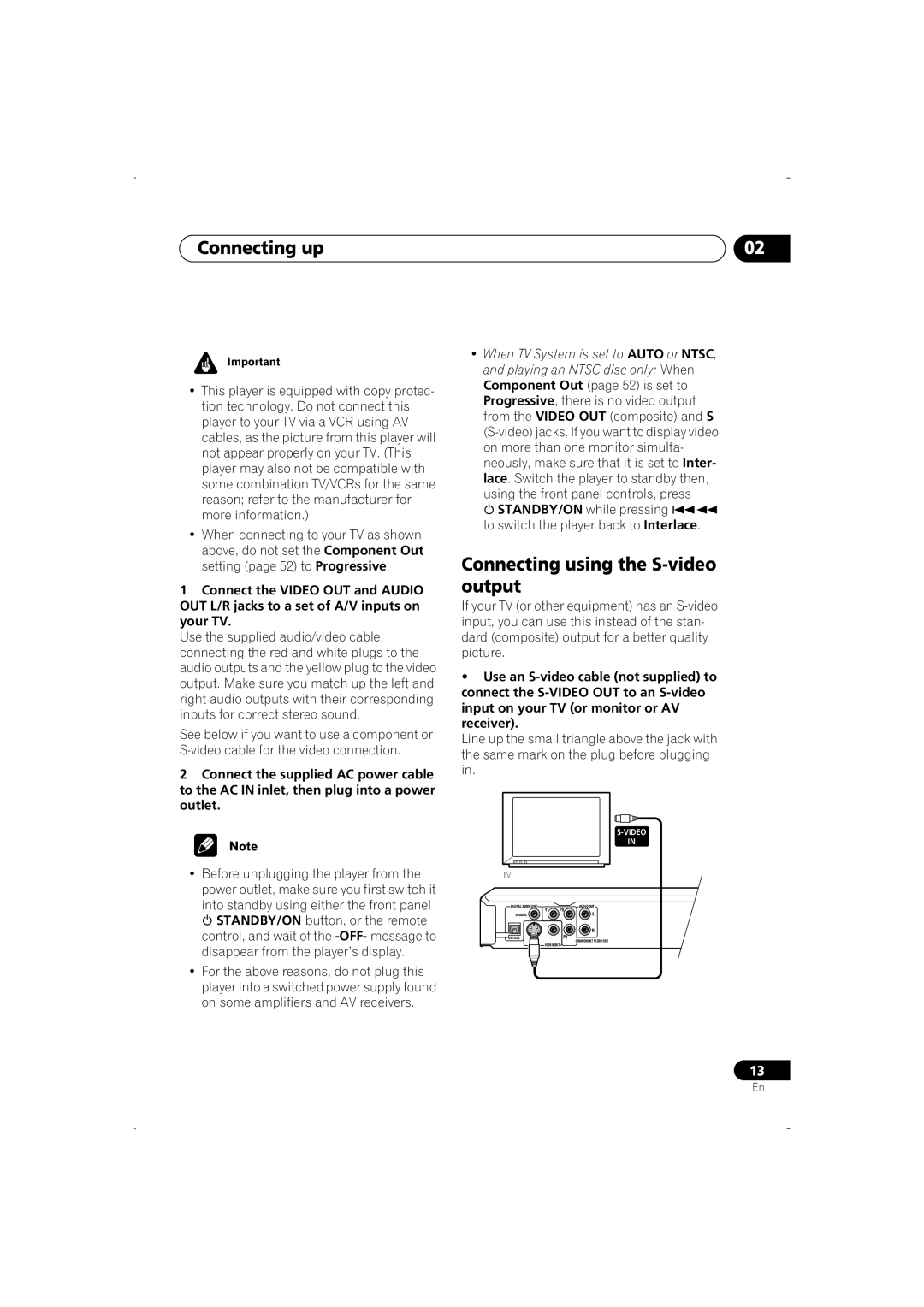 Pioneer DV-366-S, DV-266-S, DV-466-K, DV-466-S, DV-366-K operating instructions Connecting using the S-video output 