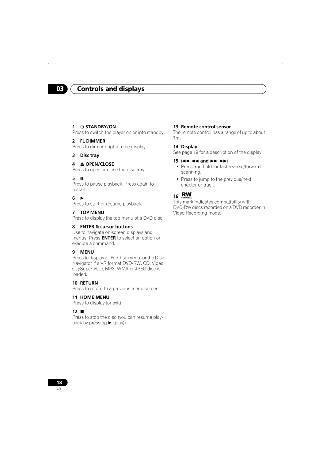 Pioneer DV-366-S, DV-266-S, DV-466-K, DV-466-S, DV-366-K operating instructions Controls and displays 