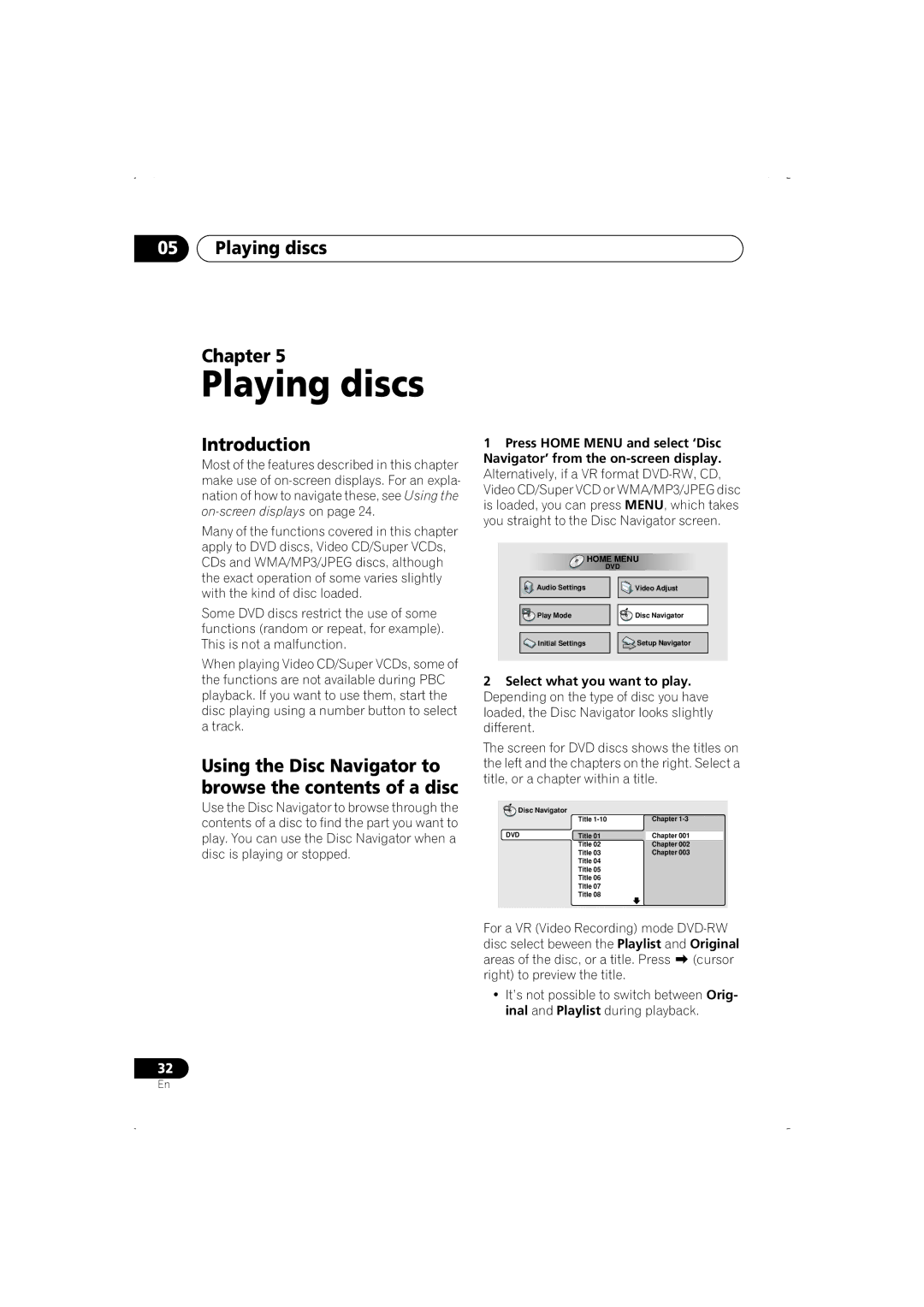 Pioneer DV-466-S, DV-266-S, DV-466-K, DV-366-S, DV-366-K operating instructions Playing discs Chapter, Introduction 